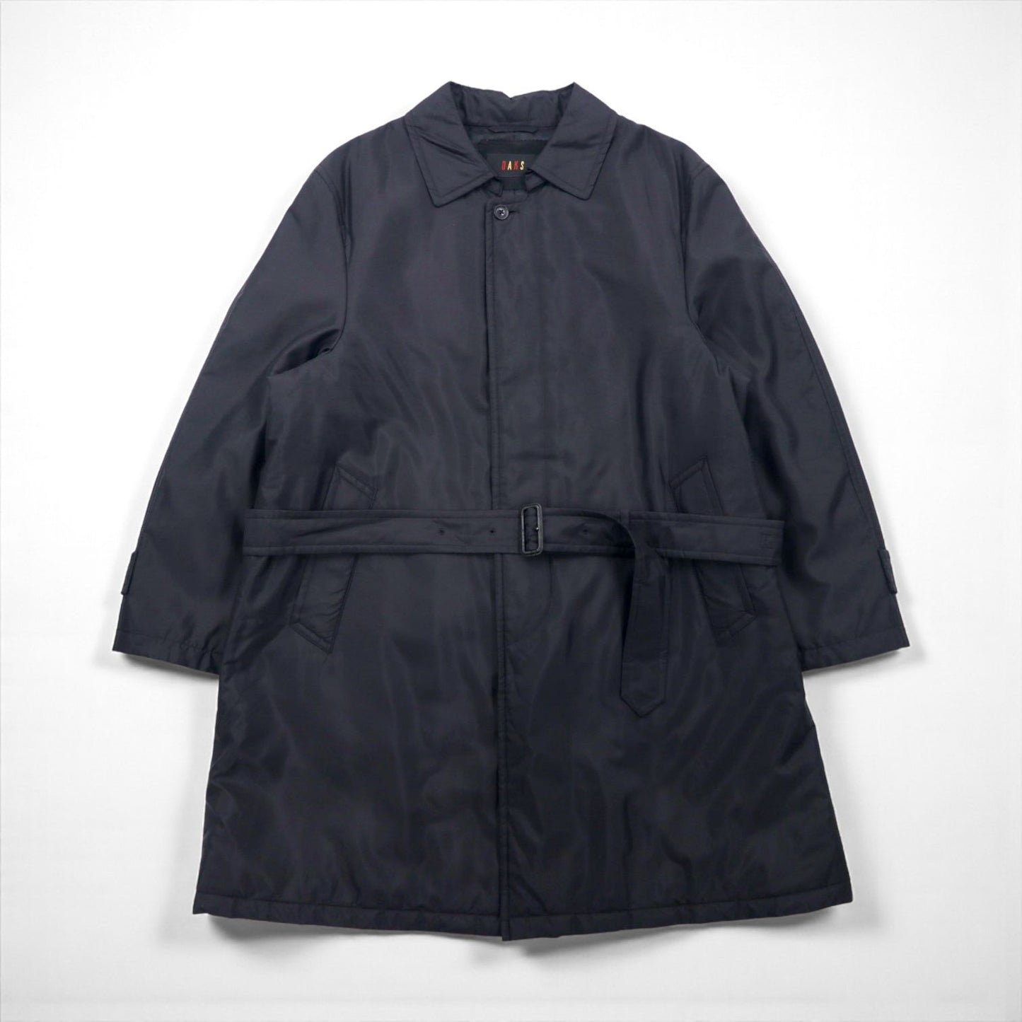 DAKS パデッド ステンカラーコート L ブラック 中綿 インサレーション ベルト付 日本製