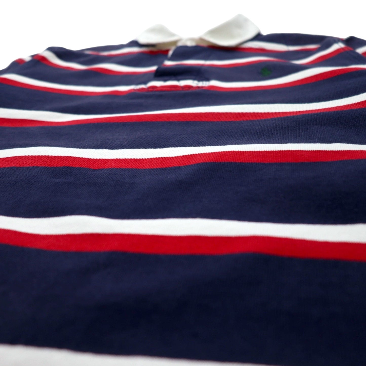 Polo by Ralph Lauren 90年代 ボーダー ラガーシャツ M ネイビー コットン スモールポニー 刺繍 スリランカ製