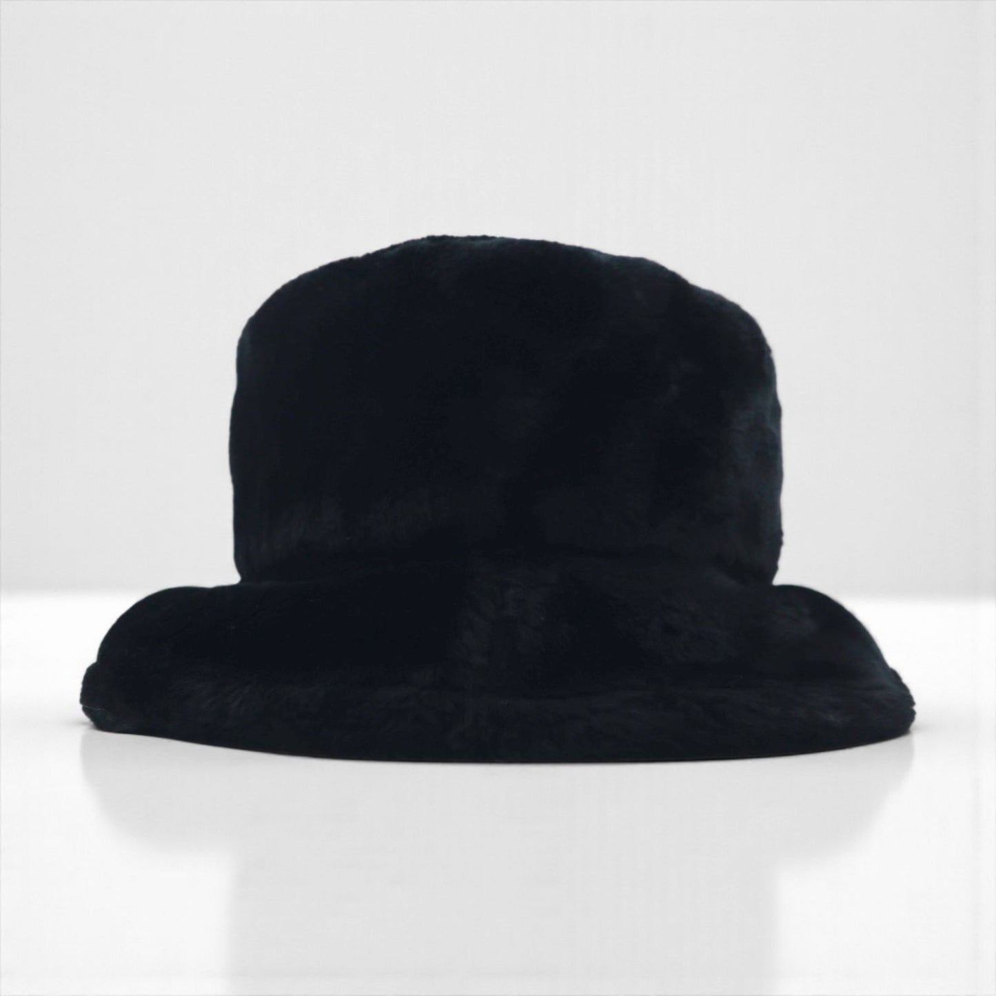 90s Vintage Faux Fur Bucket Hat フェイクファー バケットハット ブラック エコファー