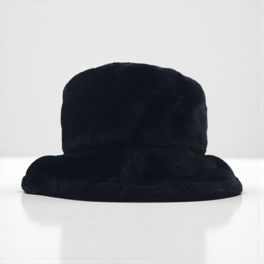 90s Vintage Faux Fur Bucket Hat フェイクファー バケットハット ブラック エコファー