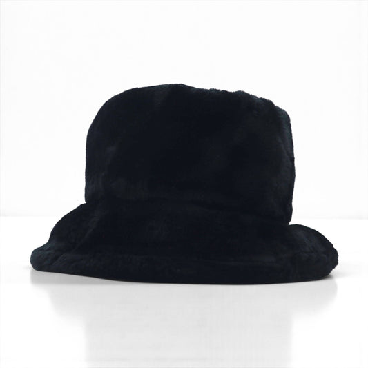 90s Vintage Faux Fur Bucket Hat フェイクファー バケットハット ブラック エコファー