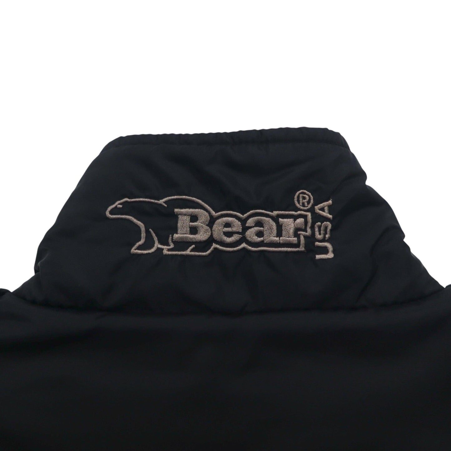 Bear USA 90s Stand Collar Nylon Jacket Jersey, Size XL, Black, Logo Tape, Side Stripes
