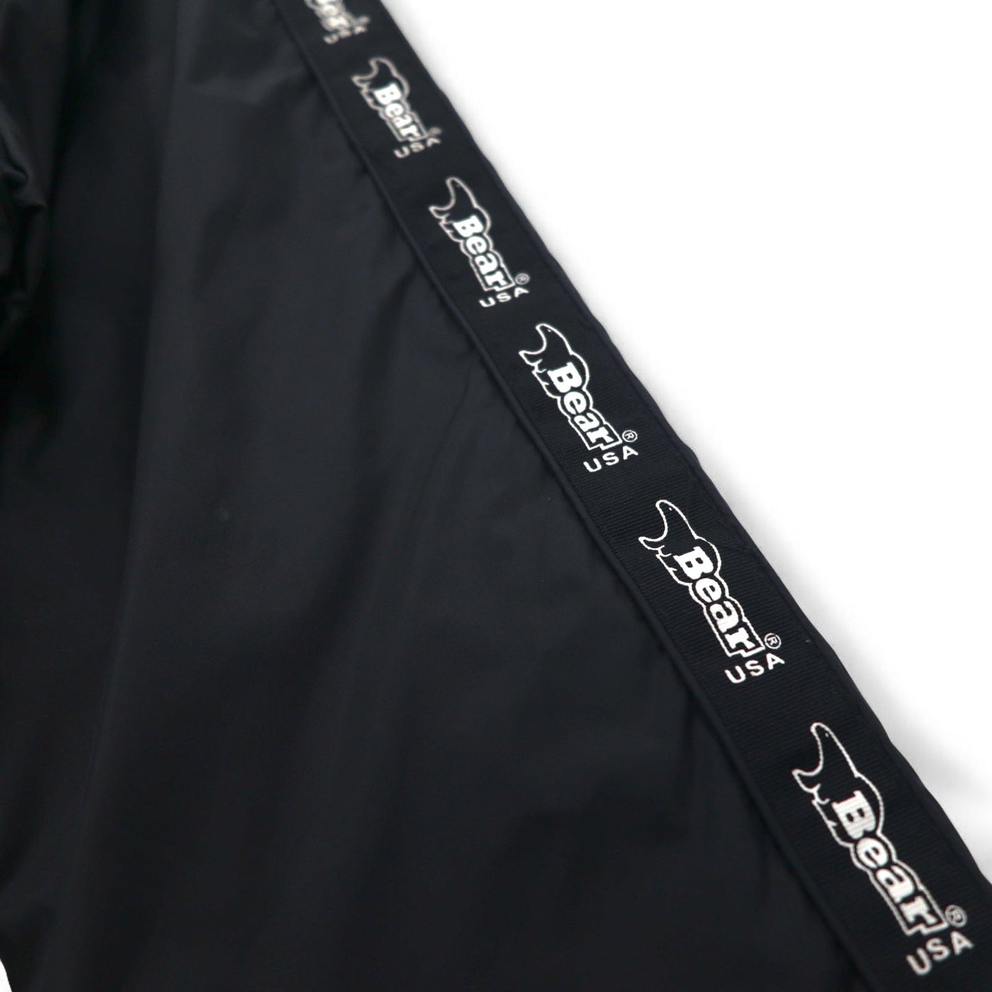Bear USA 90s Stand Collar Nylon Jacket Jersey, Size XL, Black, Logo Tape, Side Stripes