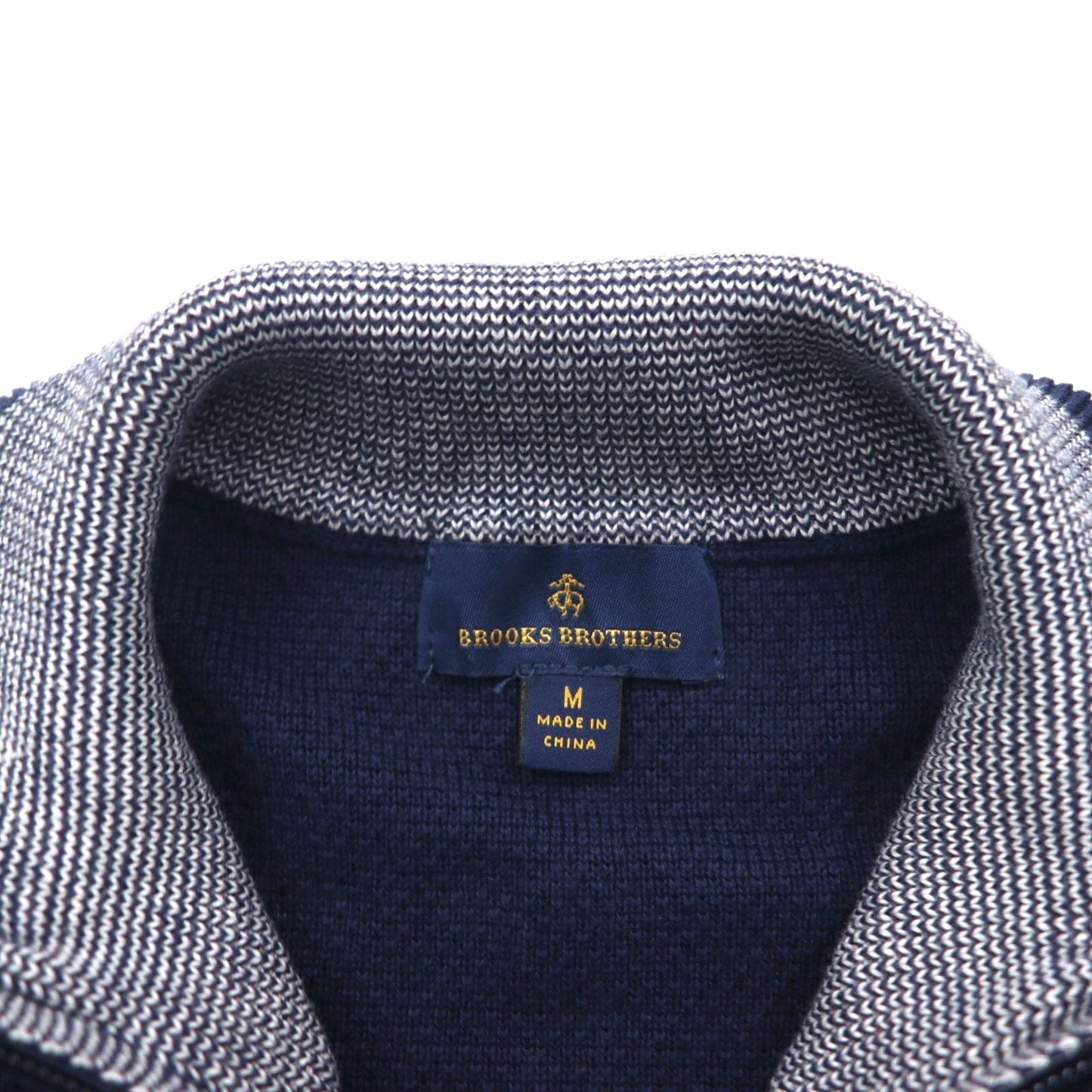 Brooks Brothers ハーフジップ ドライバーズニット セーター M ネイビー ハイネック