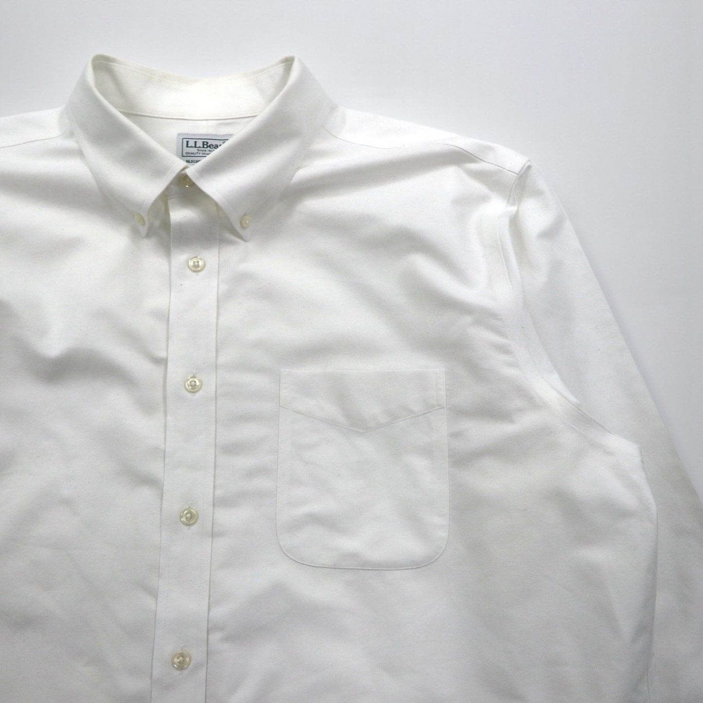 L.L.Bean オックスフォード ボタンダウンシャツ XL ホワイト 胸ポケット SLIGHTLY FITTED 256513