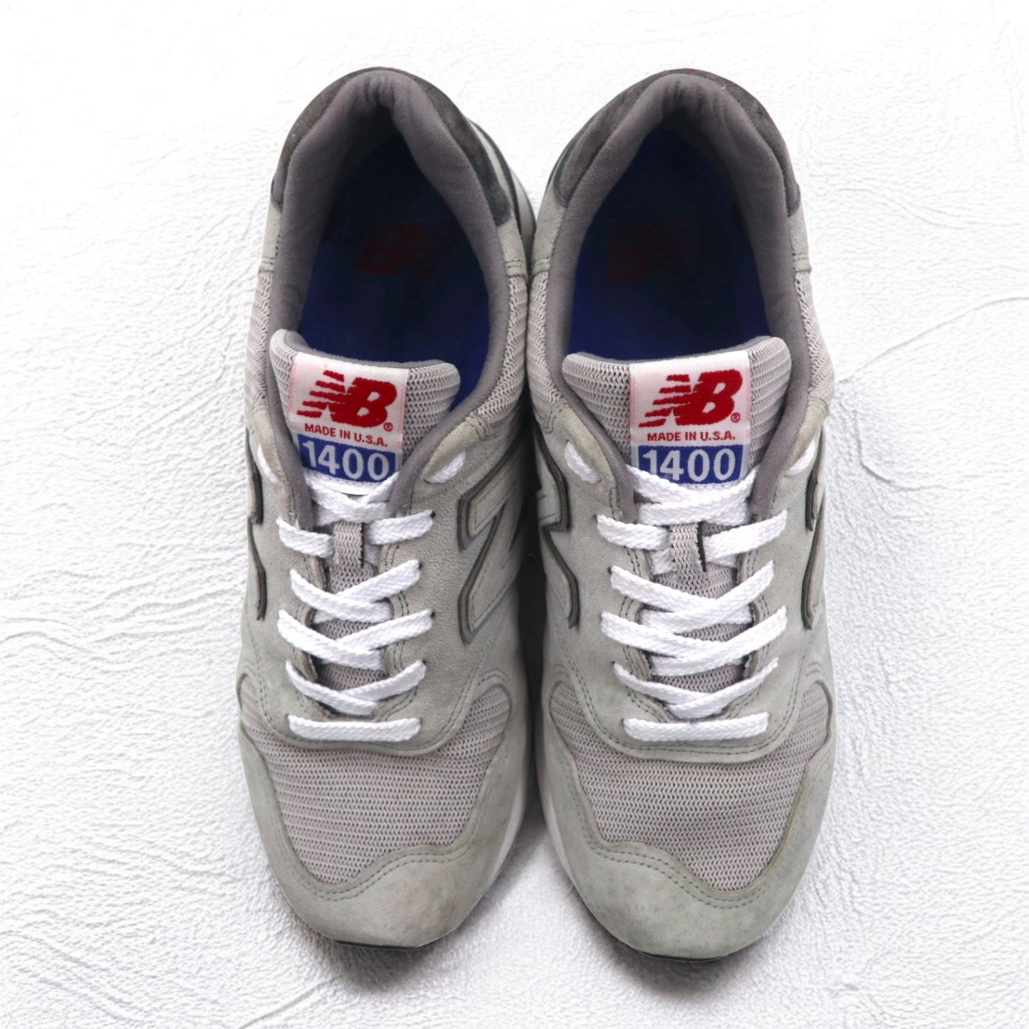 new balance USA製 1400 ピッグスキン スエードレザー スニーカー 27.5cm グレー メッシュ M1400OG