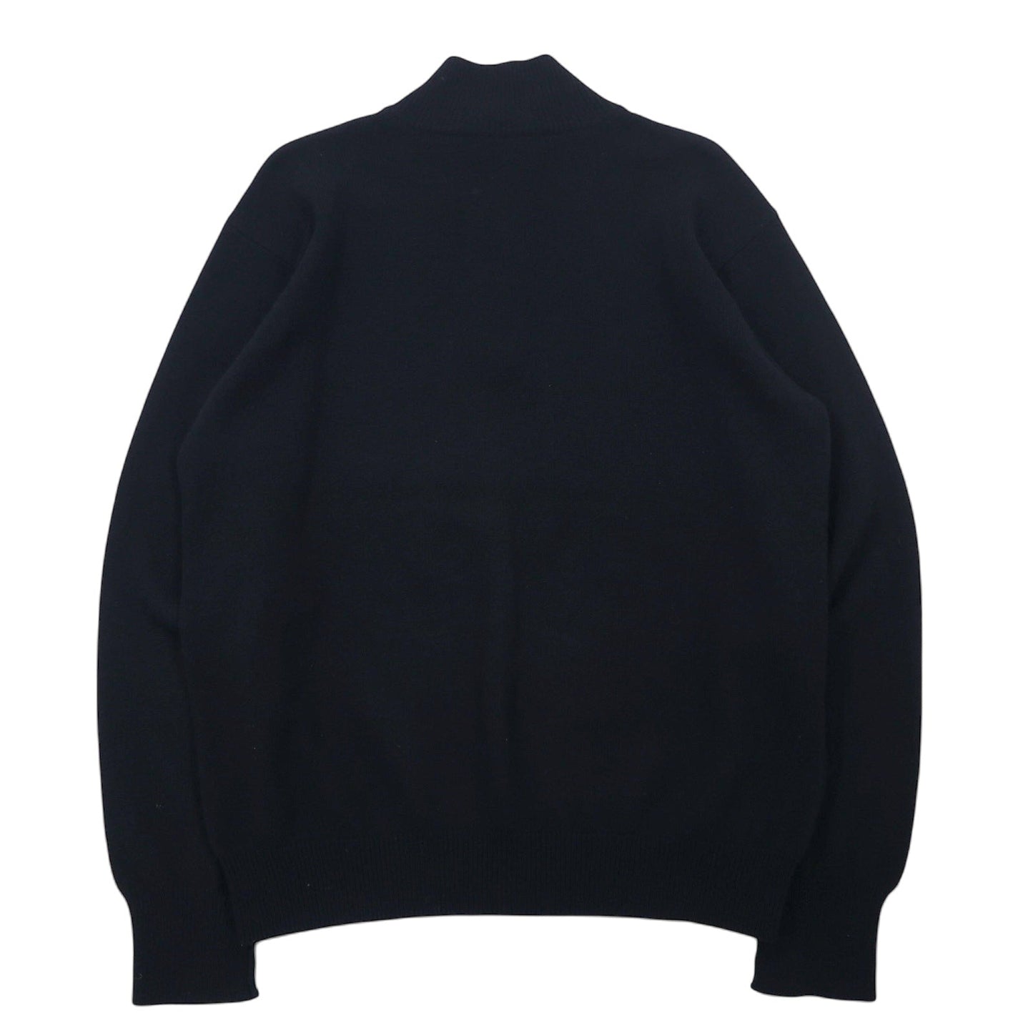 ARMANI COLLEZIONI Made in Slovakia Half-Zip Lambswool Knit Sweater, Size XL, Black, with Embroidered Logo