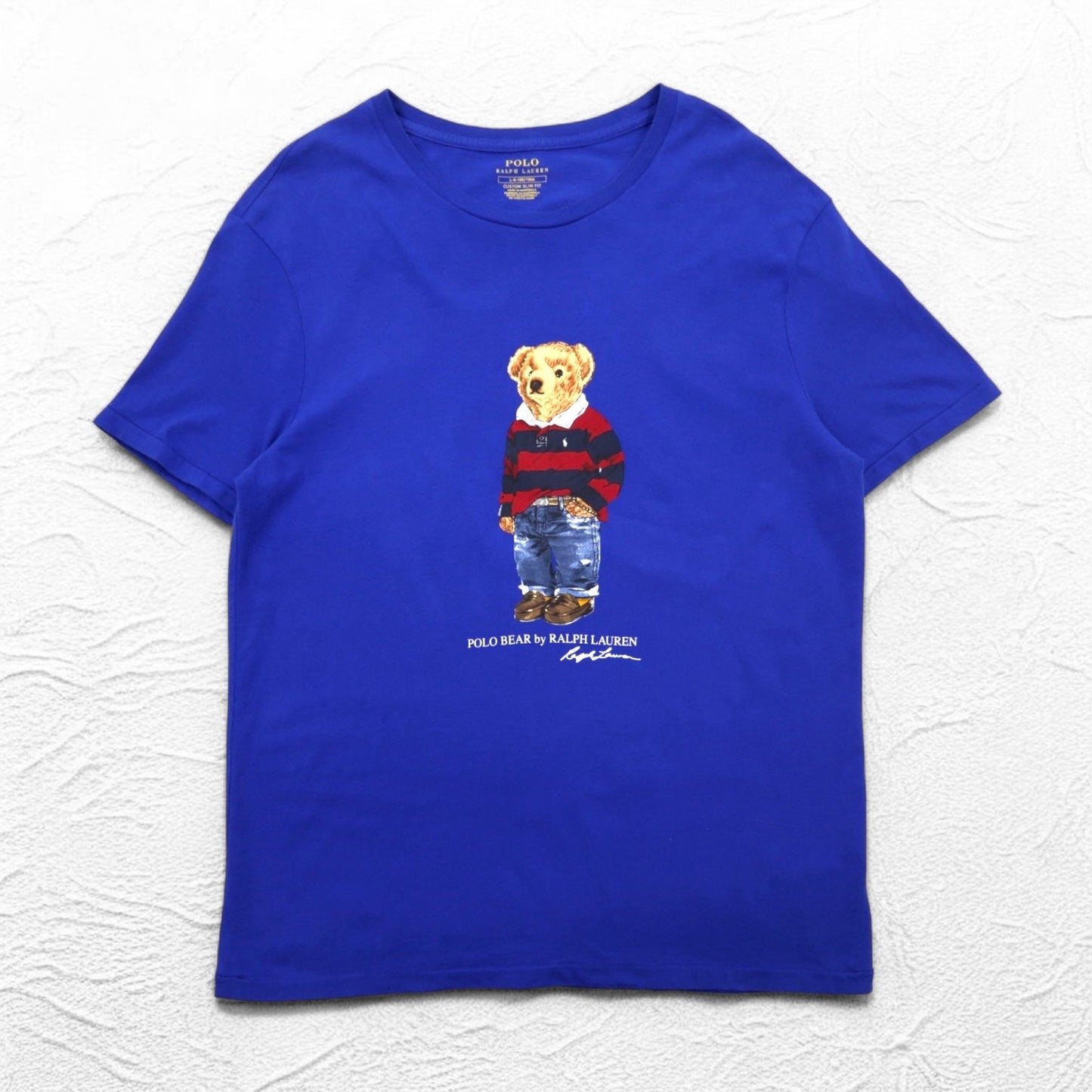 POLO RALPH LAUREN Polo Bear Print T-Shirt, Size L, Blue, Cotton, Custom Slim Fit
