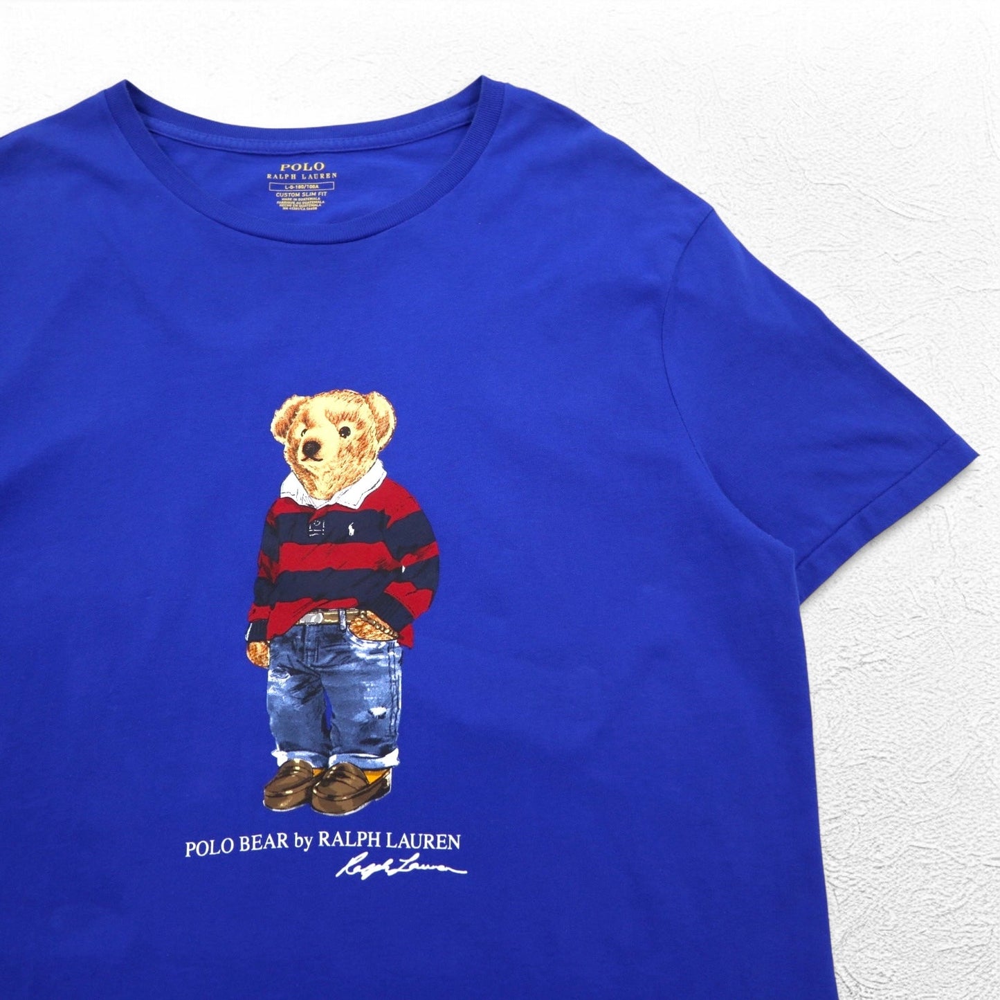 POLO RALPH LAUREN Polo Bear Print T-Shirt, Size L, Blue, Cotton, Custom Slim Fit