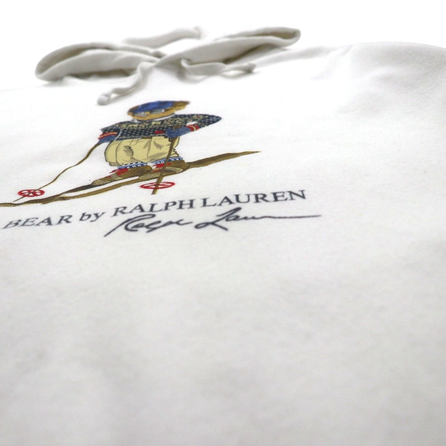 Polo Ralph Lauren ポロベア プリント プルオーバー パーカー L ホワイト サイドポケット