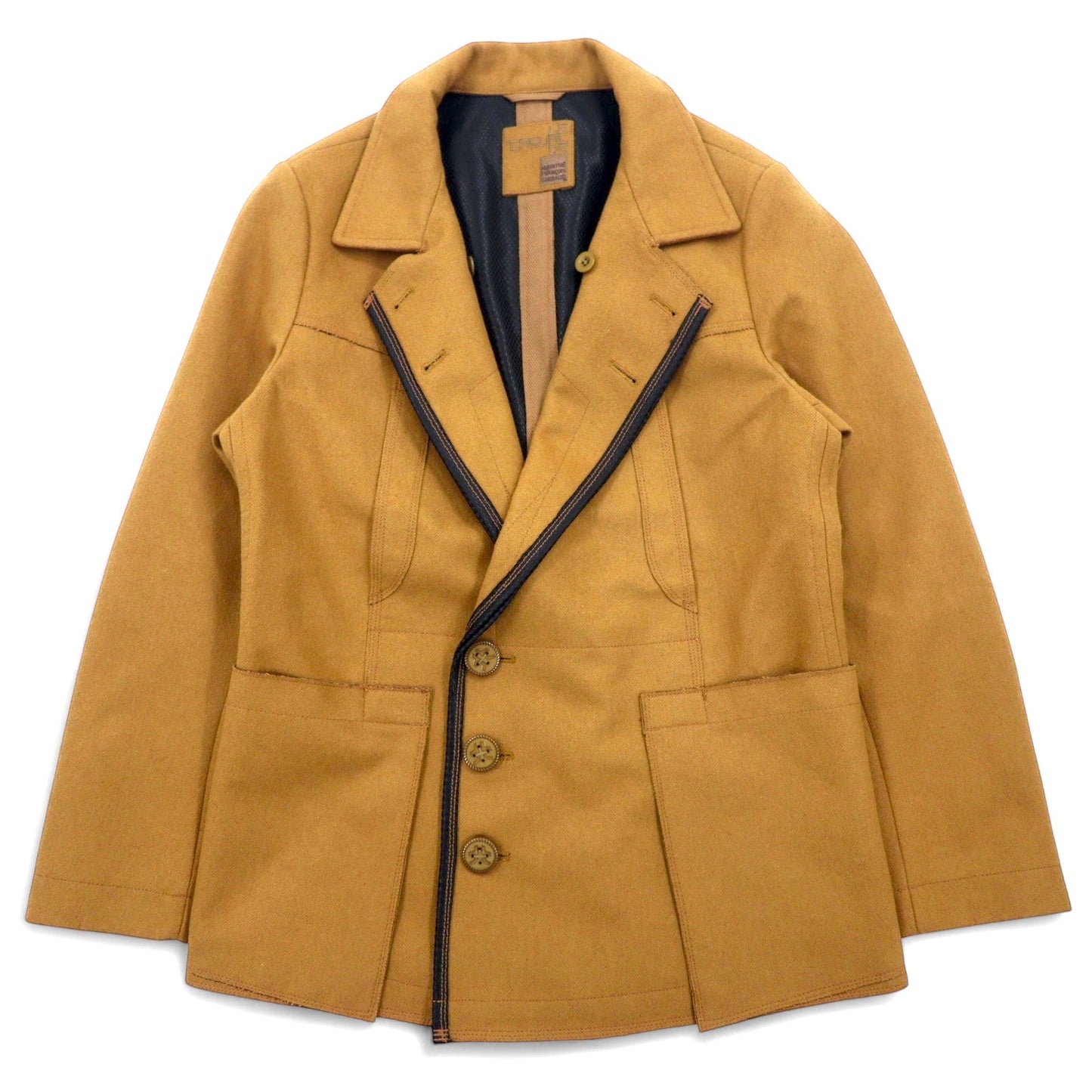 MARITHE FRANCOIS GIRBAUD Tweed Double-Breasted Tailored Jacket, Size M, Beige Wool, M7-4760