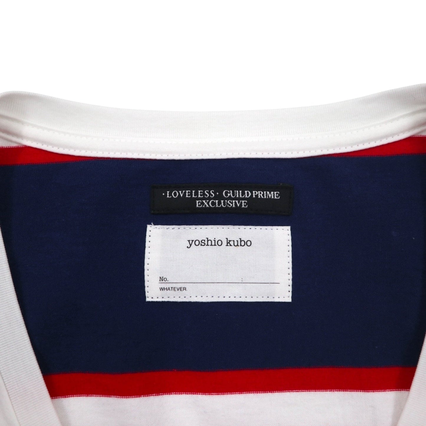 yoshio kubo x LOVELESS V-neck T-shirt, size M, white, star pattern, GUILD PRIME exclusive, made in Japan