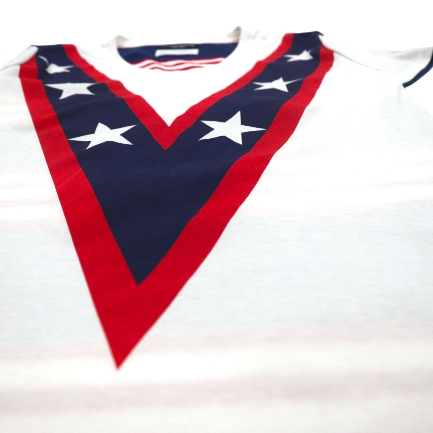 yoshio kubo x LOVELESS V-neck T-shirt, size M, white, star pattern, GUILD PRIME exclusive, made in Japan