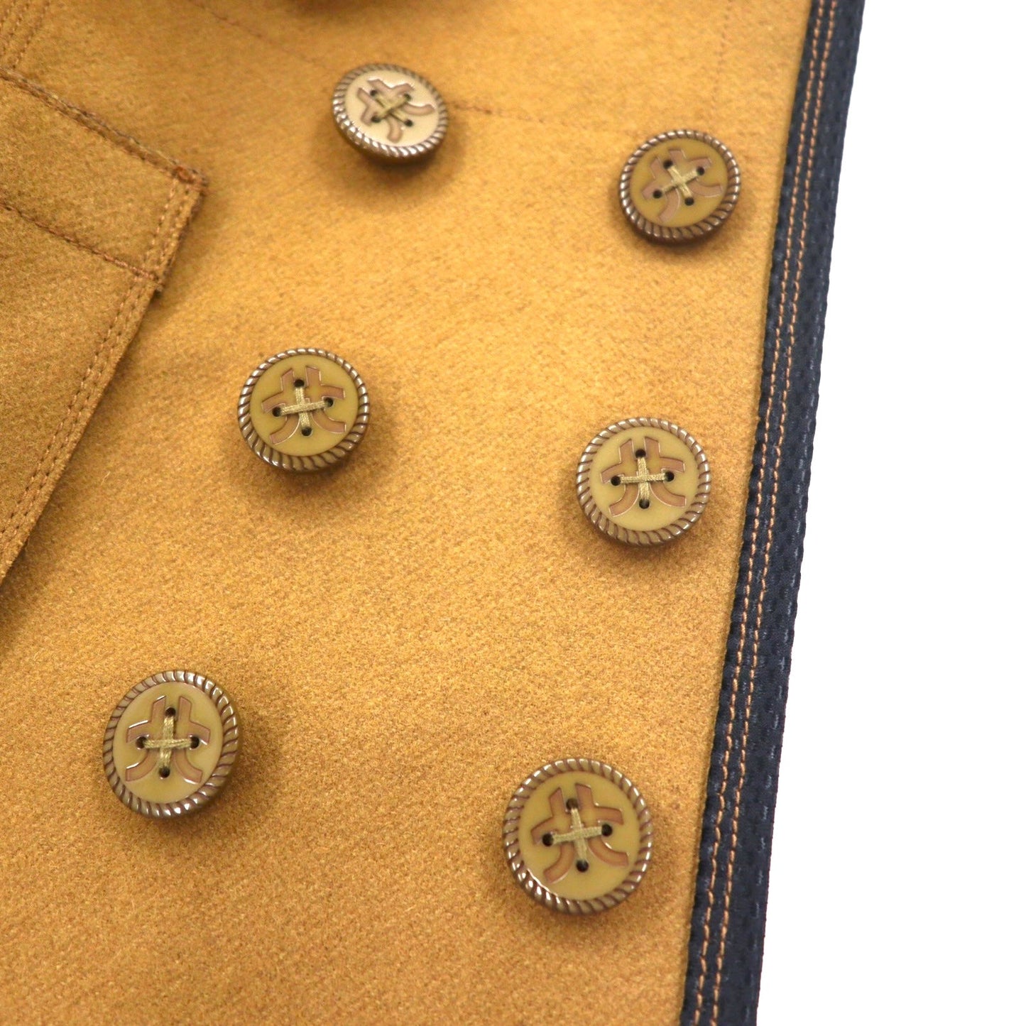 MARITHE FRANCOIS GIRBAUD Tweed Double-Breasted Tailored Jacket, Size M, Beige Wool, M7-4760