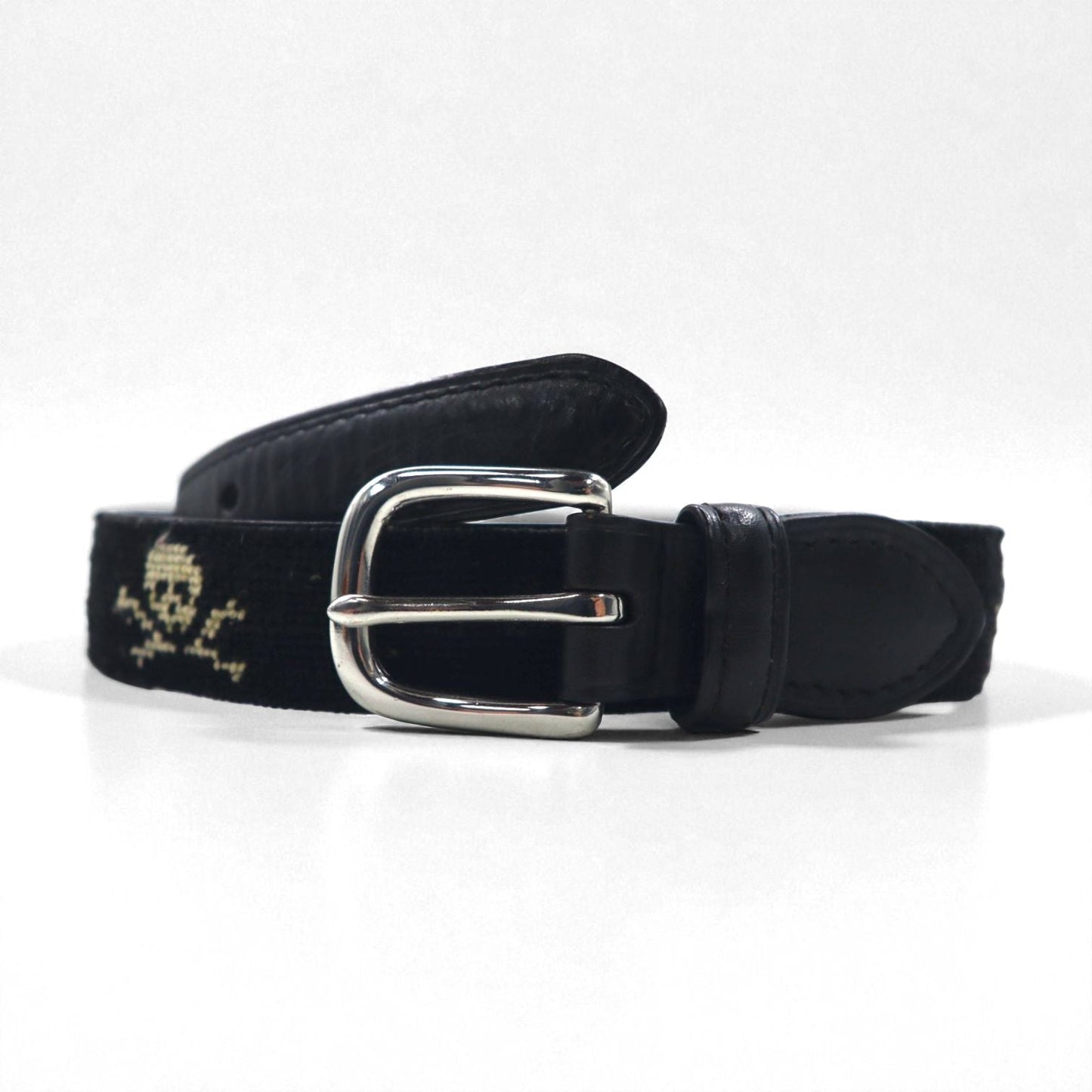 RUGBY Ralph Lauren スカル レザー  ベルト ブラック ウール シルバー バックル
