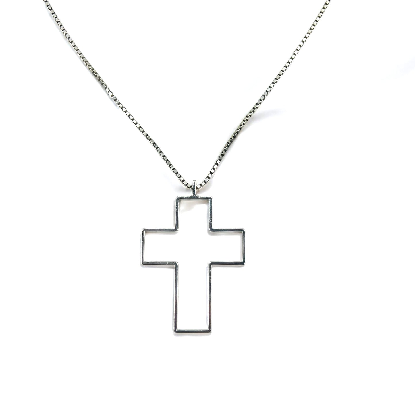 GUCCI Italian Open Cross Necklace Pendant in Silver SV925 with 3D Cross Design
