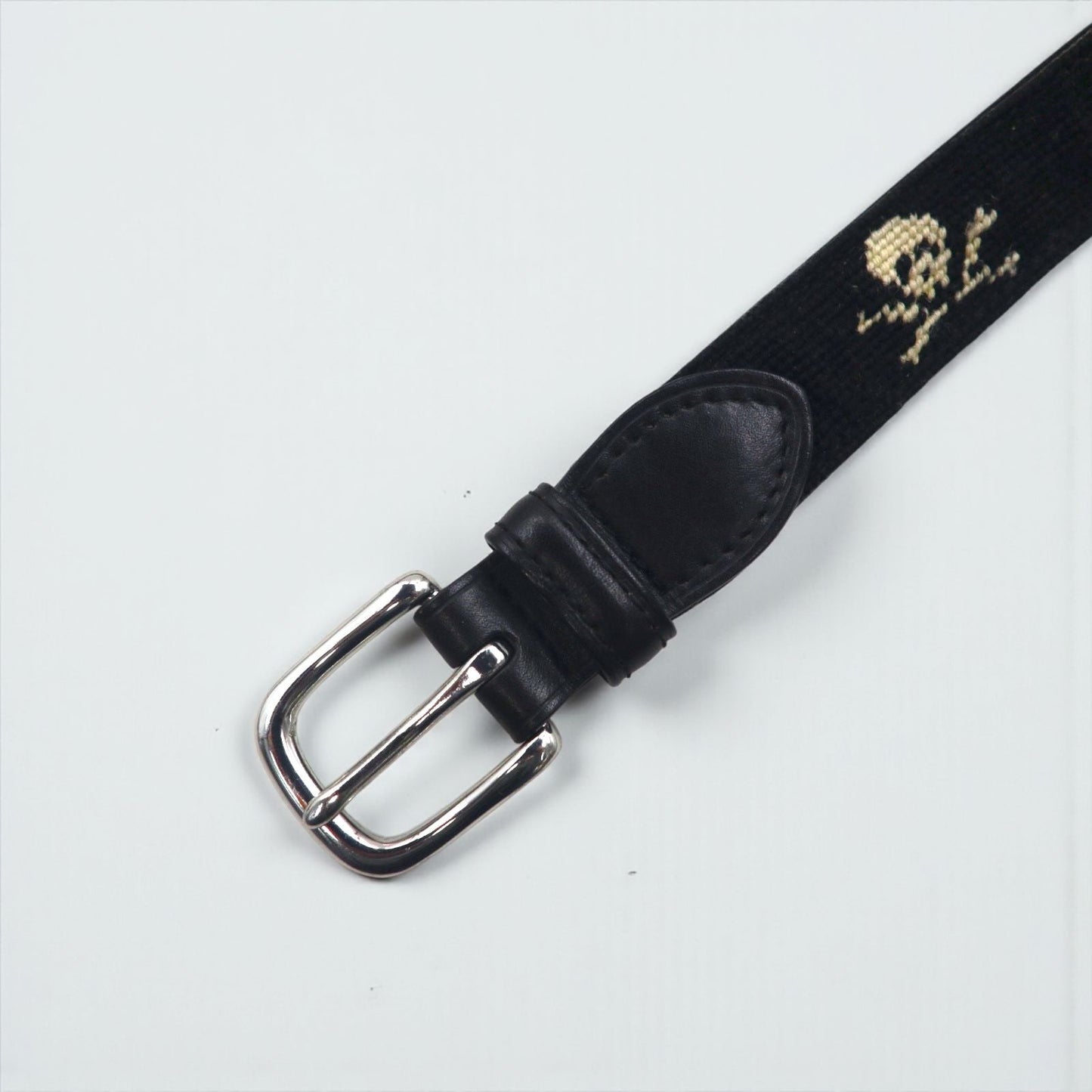 RUGBY Ralph Lauren スカル レザー  ベルト ブラック ウール シルバー バックル