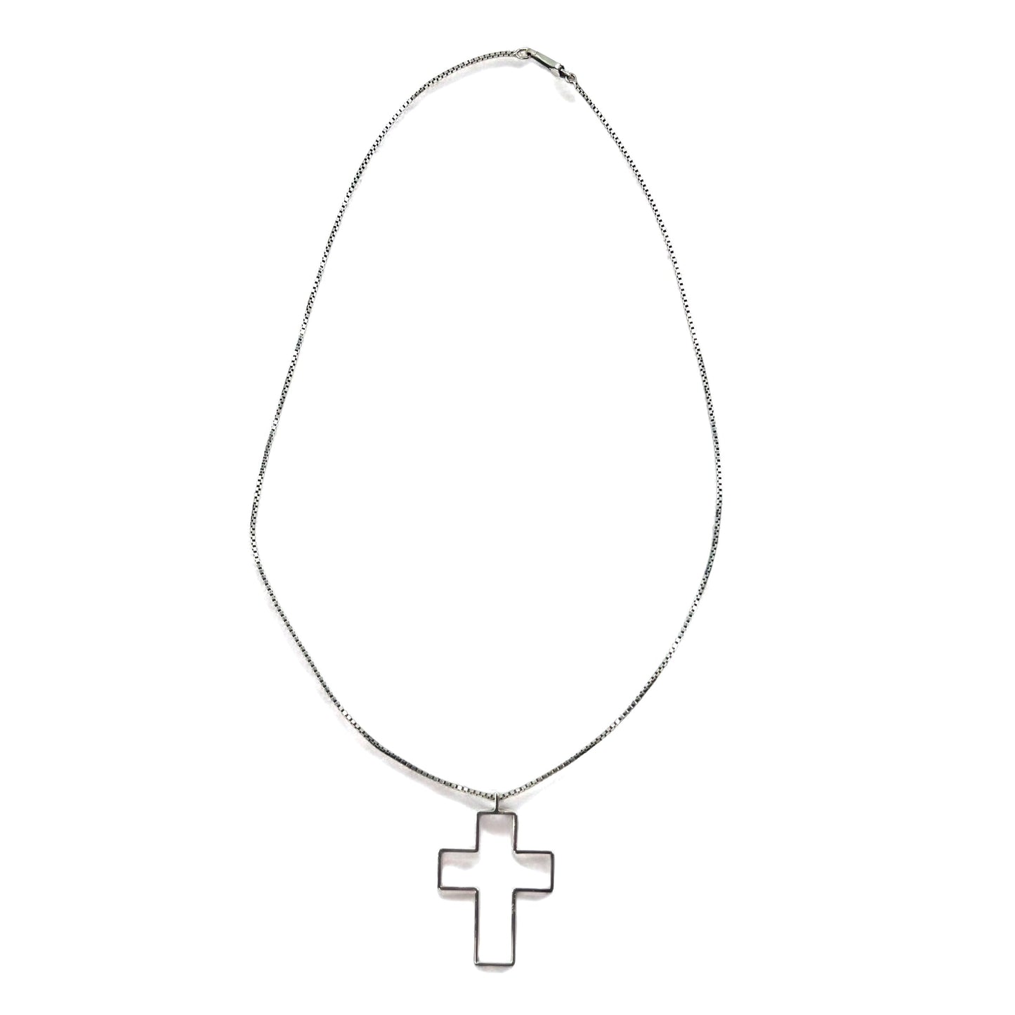 GUCCI Italian Open Cross Necklace Pendant in Silver SV925 with 3D Cross Design