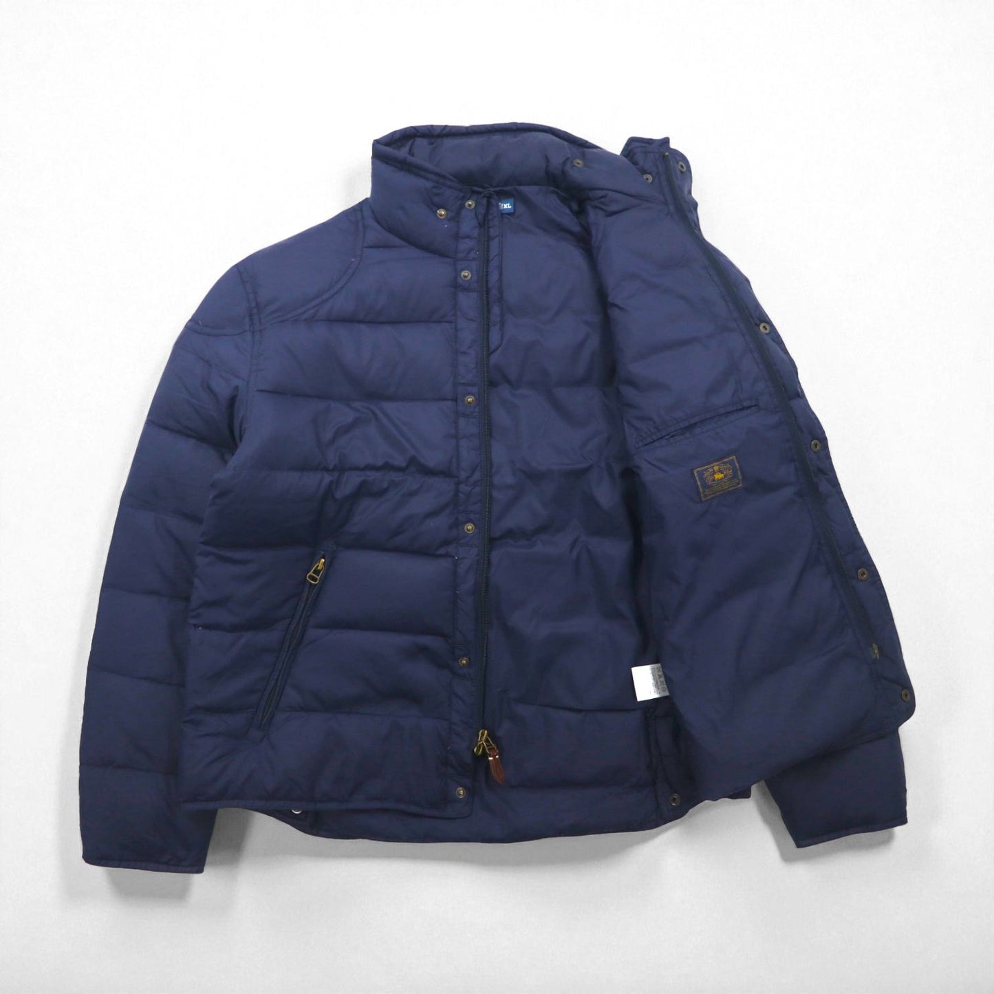 Polo Ralph Lauren ダウンジャケット XL ネイビー チンストラップ 胸ポケット スタンドカラー