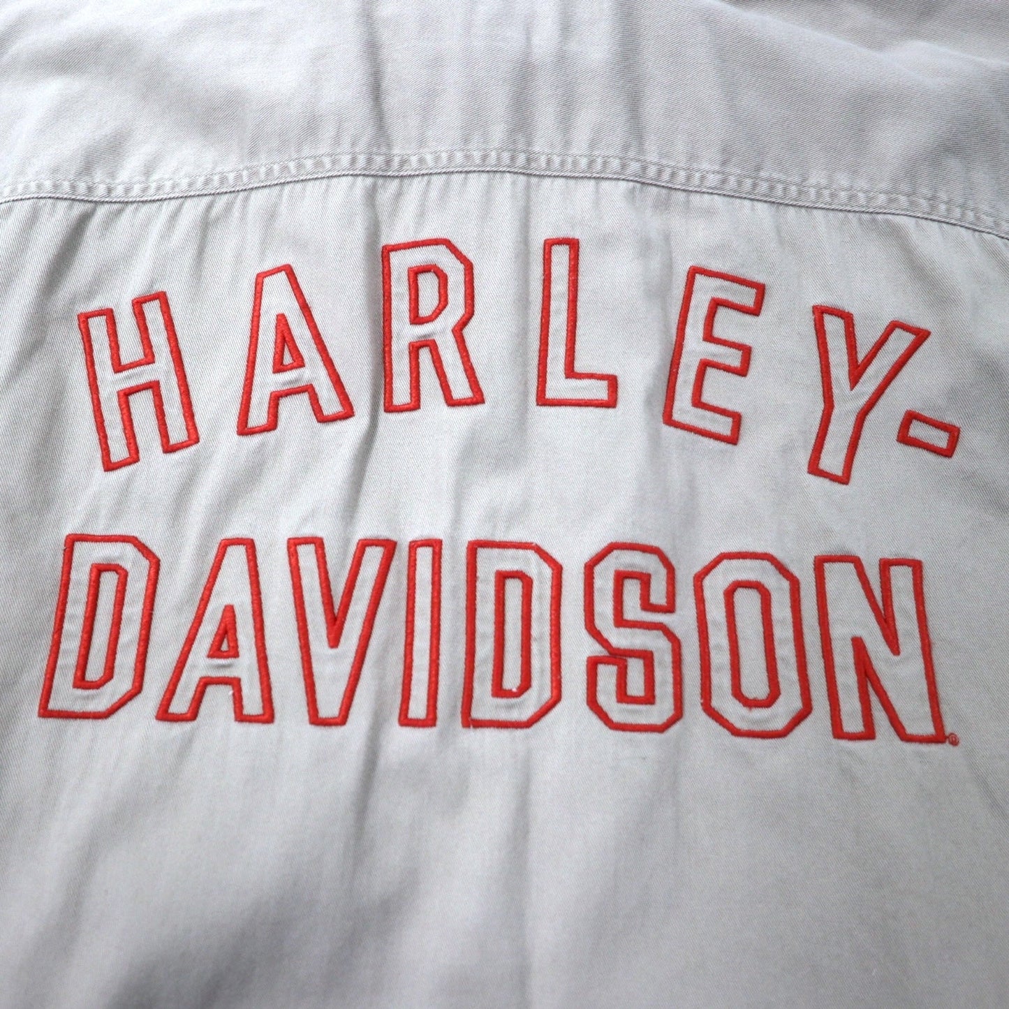 HARLEY DAVIDSON Back Logo Embroidered Cotton Twill Shirt, Beige, Size 2XL