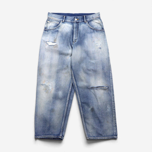 ANCELLM セルビッヂ テーパード デニムパンツ SELVEDGE TAPERED 5P DENIM PANTS L インディゴ ヴィンテージ加工 ANC-PT03-B
