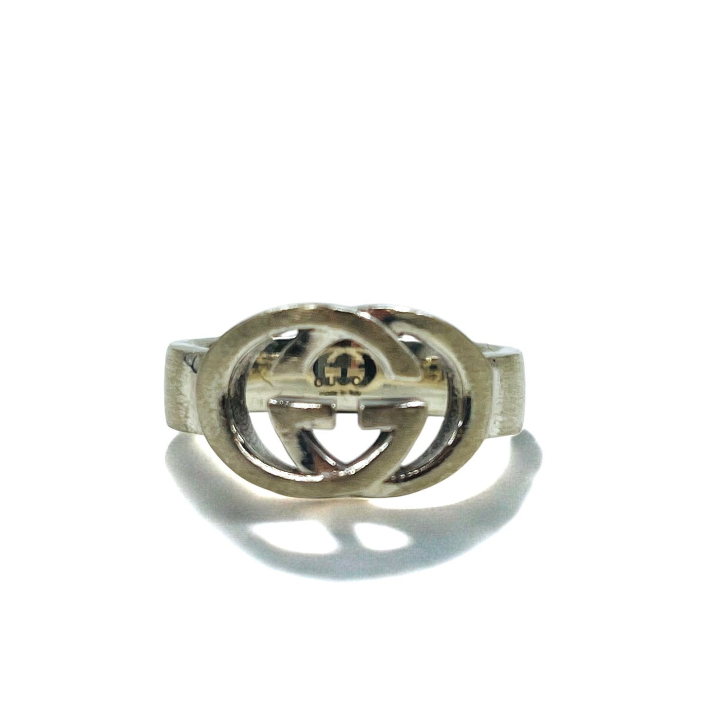 GUCCI Italian-Made Interlocking G Ring, Size 18, Silver SV925