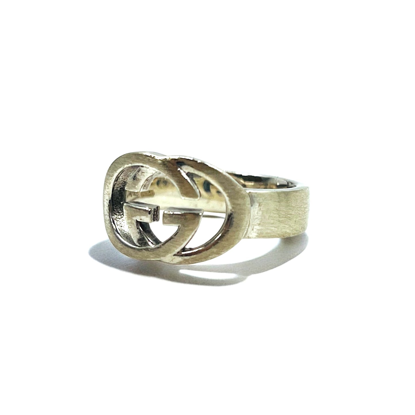 GUCCI Italian-Made Interlocking G Ring, Size 18, Silver SV925