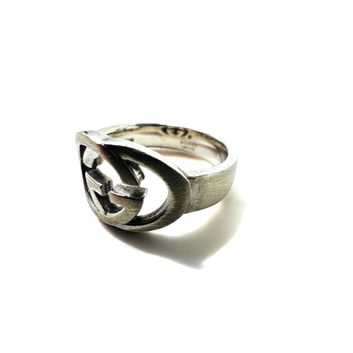 GUCCI Italian-Made Interlocking G Ring, Size 18, Silver SV925