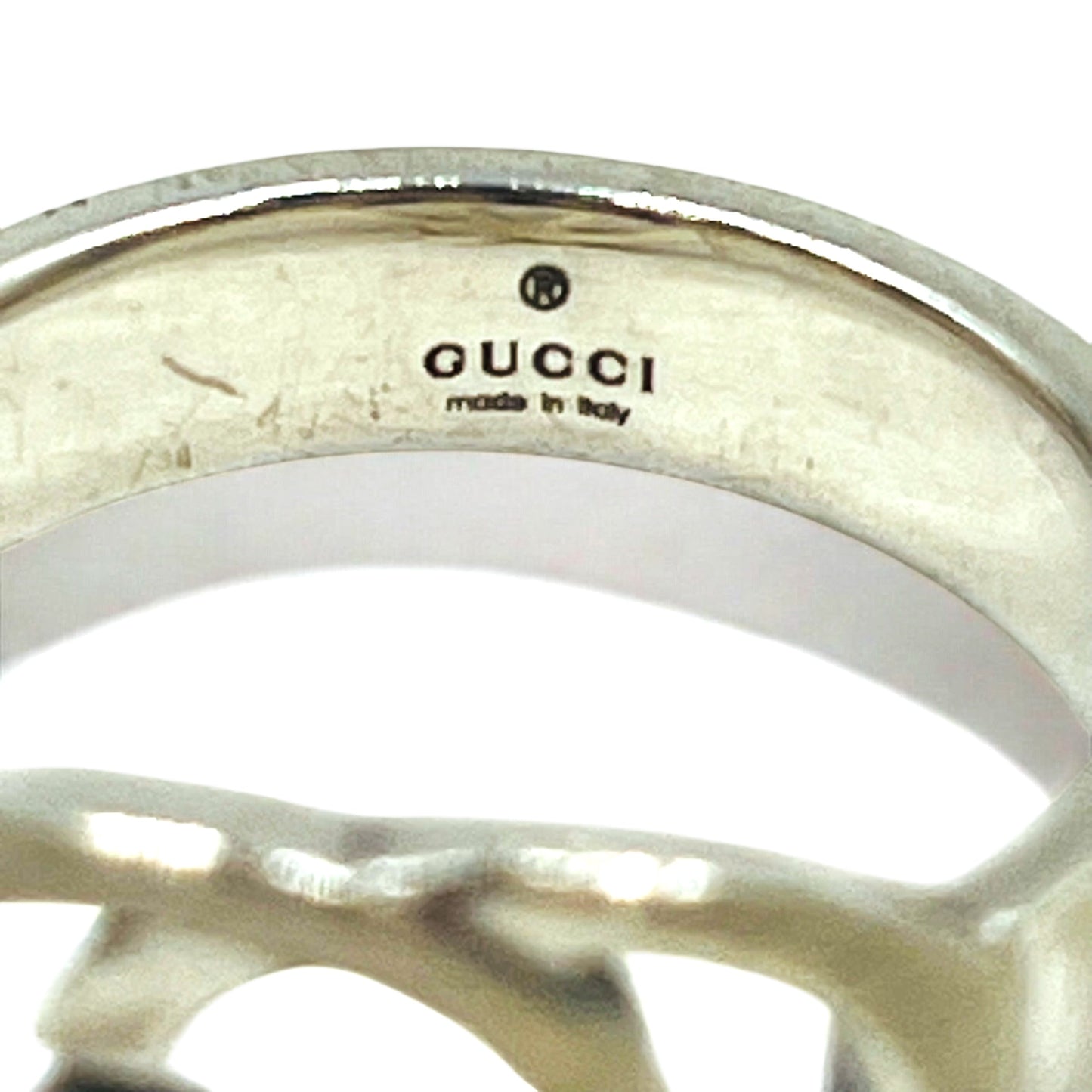 GUCCI Italian-Made Interlocking G Ring, Size 18, Silver SV925