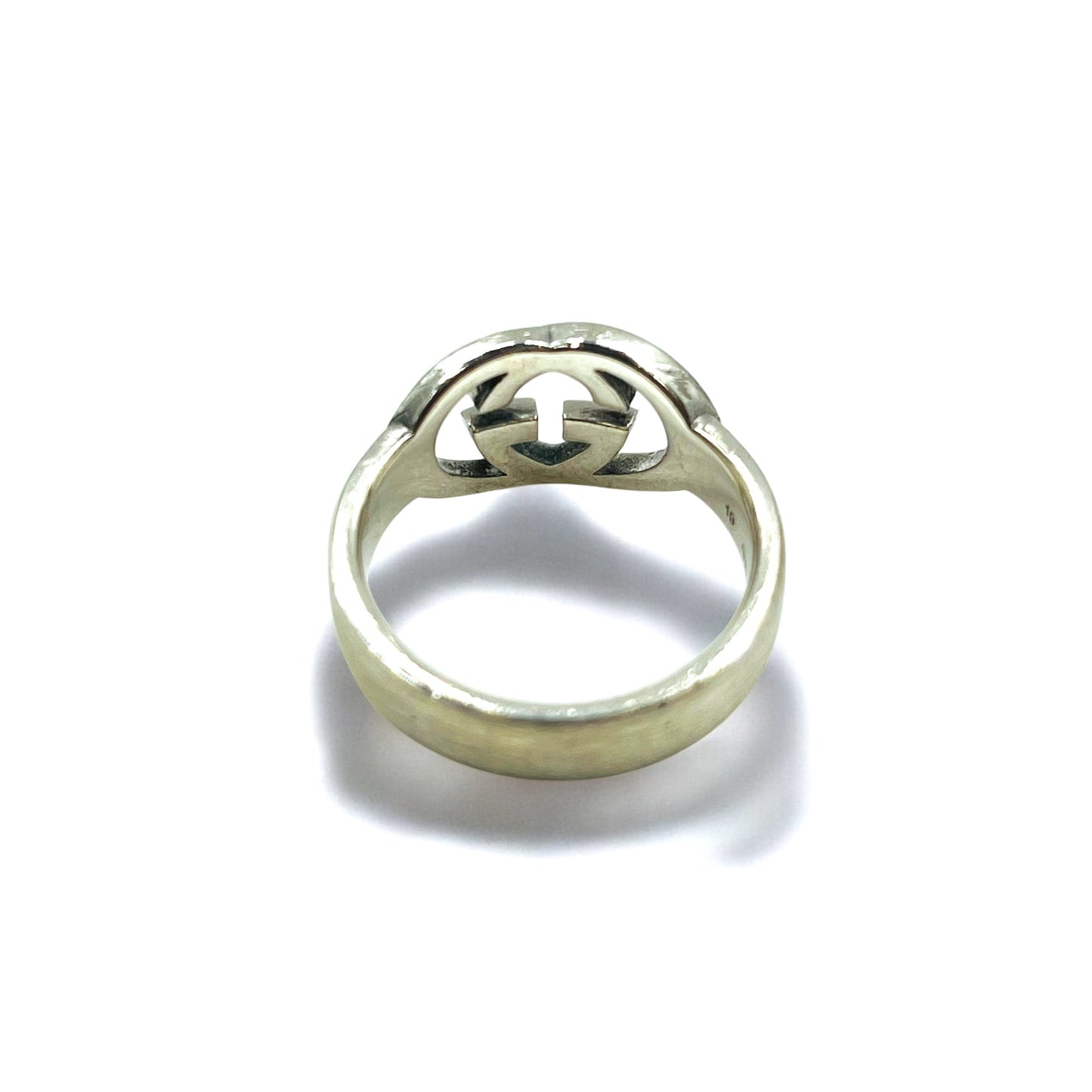 GUCCI Italian-Made Interlocking G Ring, Size 18, Silver SV925