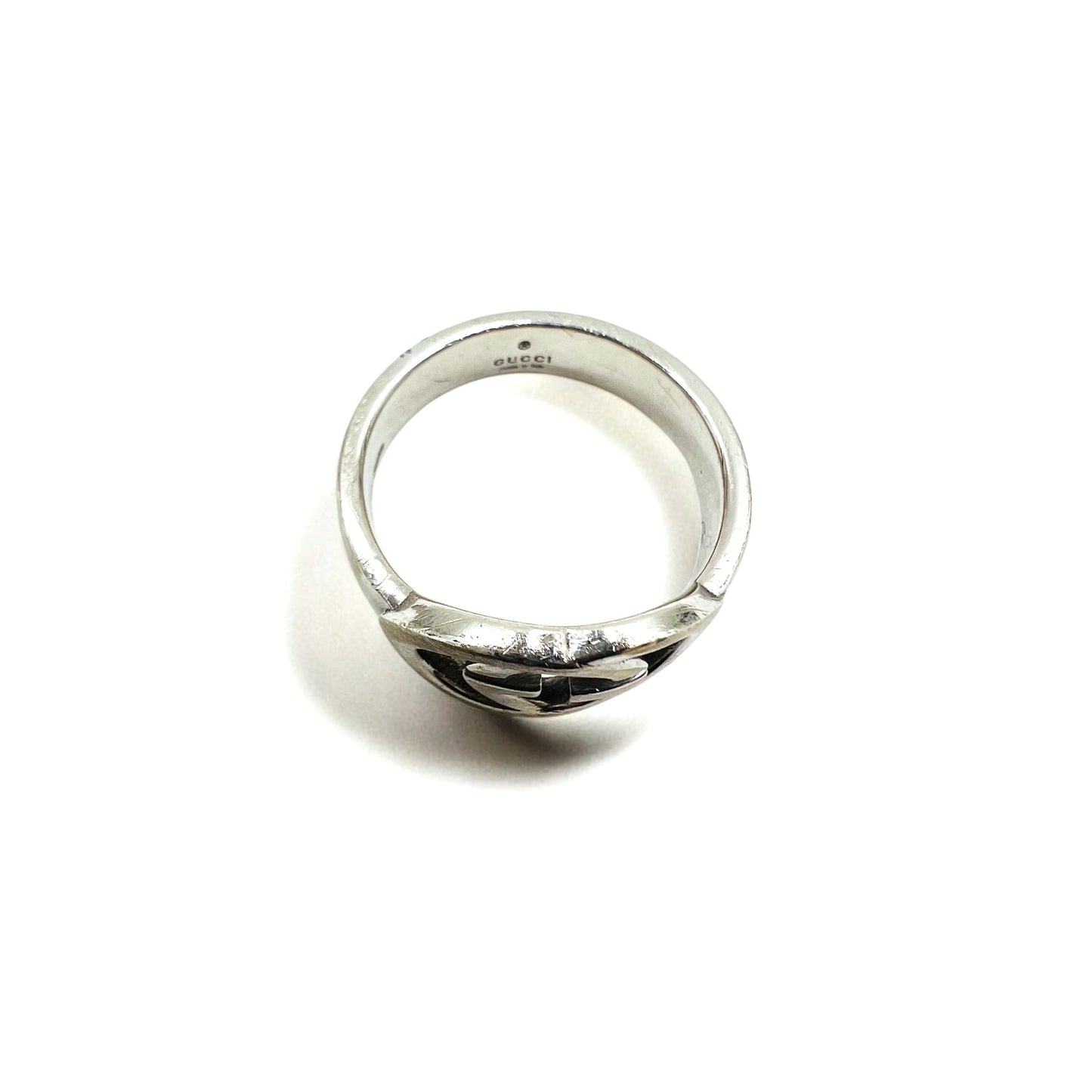 GUCCI Italian-Made Interlocking G Ring, Size 18, Silver SV925