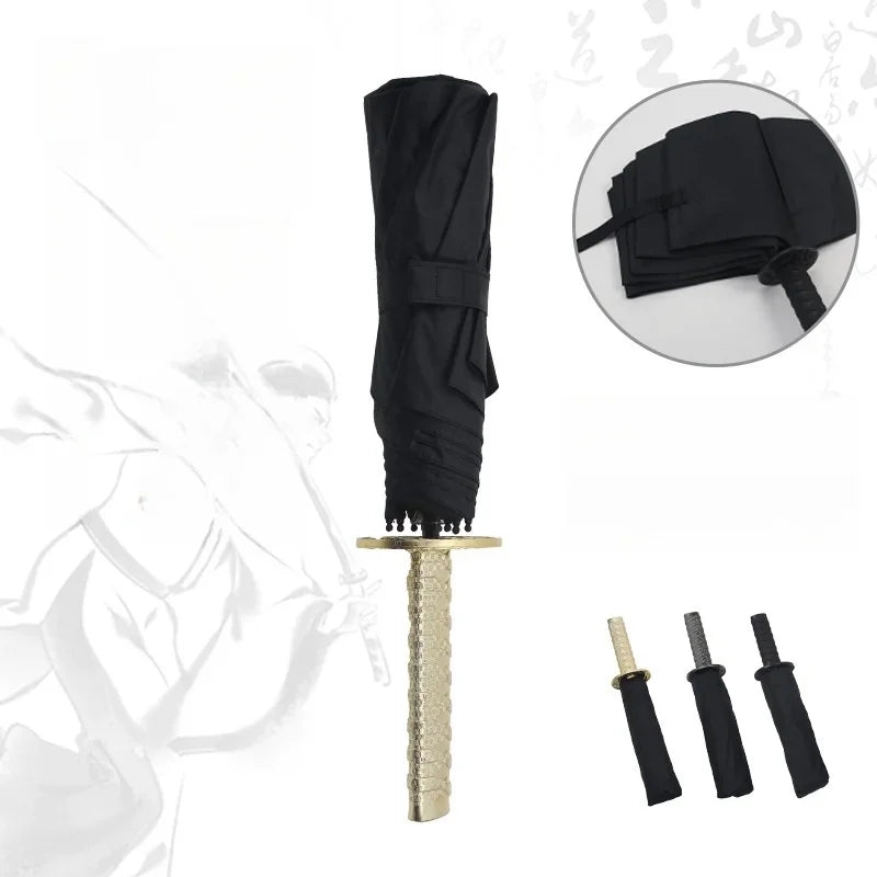 Katana Folding Umbrella /   侍の刀風折りたたみ傘