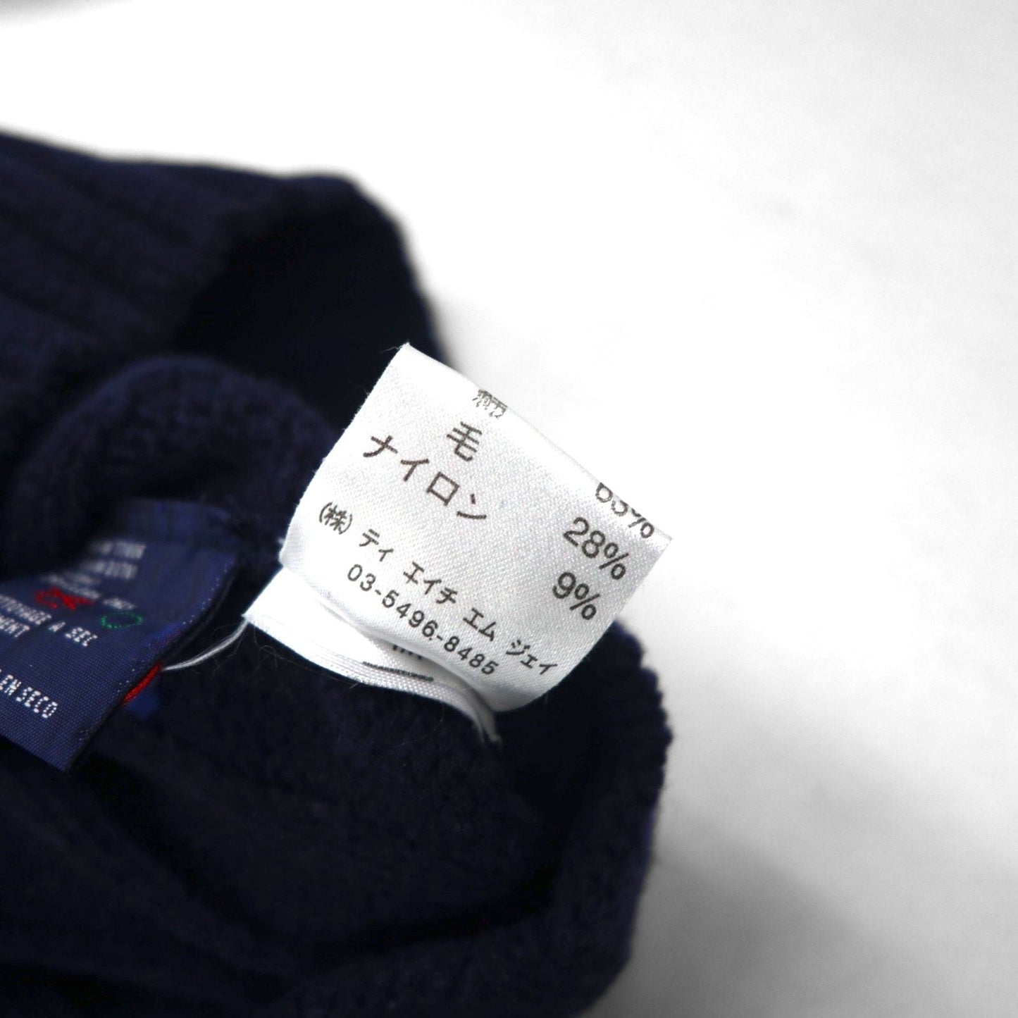 TOMMY HILFIGER リブニット クルーネック セーター L ネイビー コットン