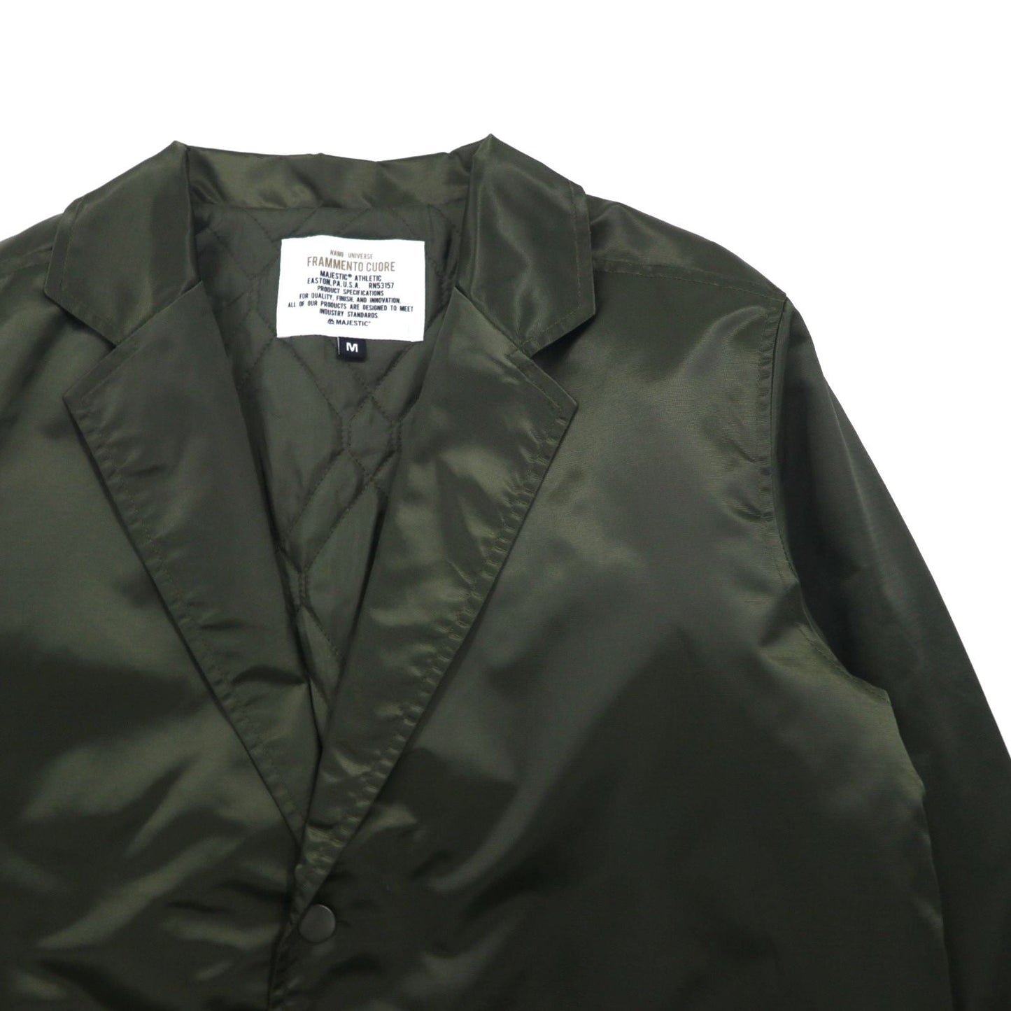 MAJESTIC × FRAMMENTO CUORE ナイロン テーラードジャケット M カーキ 中綿 XM23-MAJ-0009-GRN6 nano universe 別注