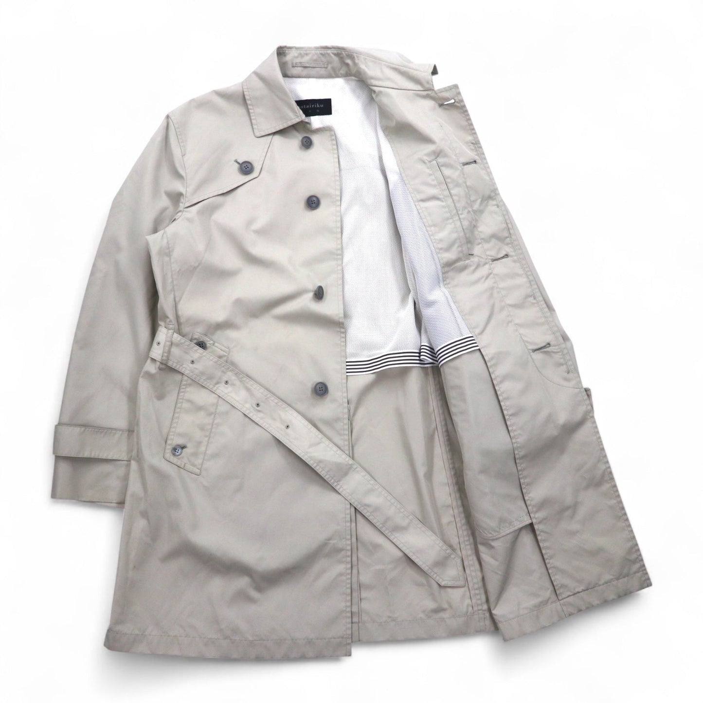 gotairiku Gotairiku Trench Coat, Medium, Beige, Polyester, with Belt