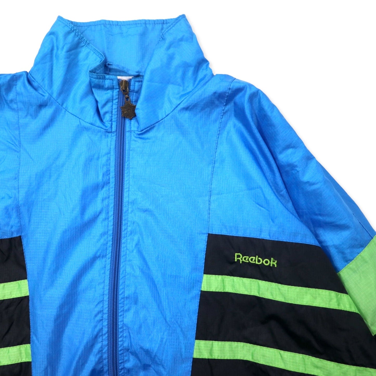 Reebok 90s Nylon Jersey Jacket, Size M, Blue, Polyester, Back Logo Embroidery