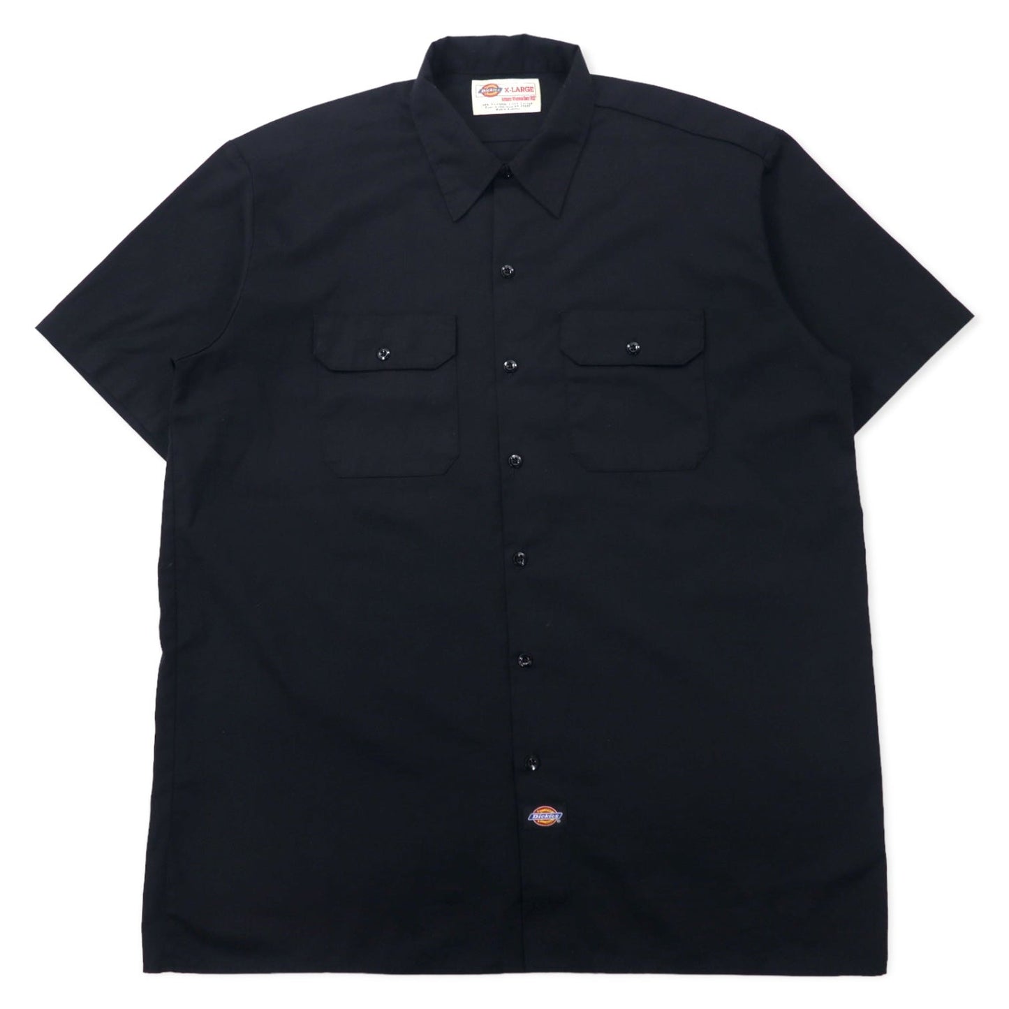 Dickies Short Sleeve Work Shirt, XL, Black, Polyester and Cotton, Oversized