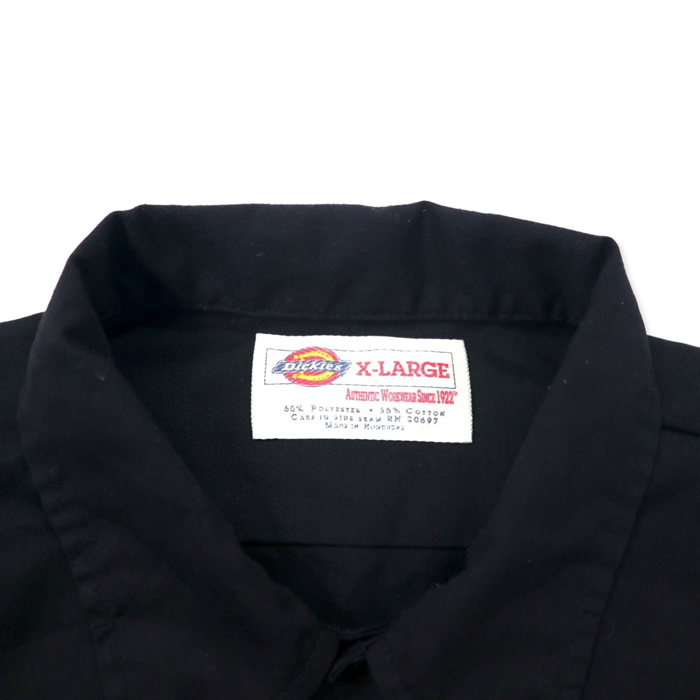 Dickies Short Sleeve Work Shirt, XL, Black, Polyester and Cotton, Oversized