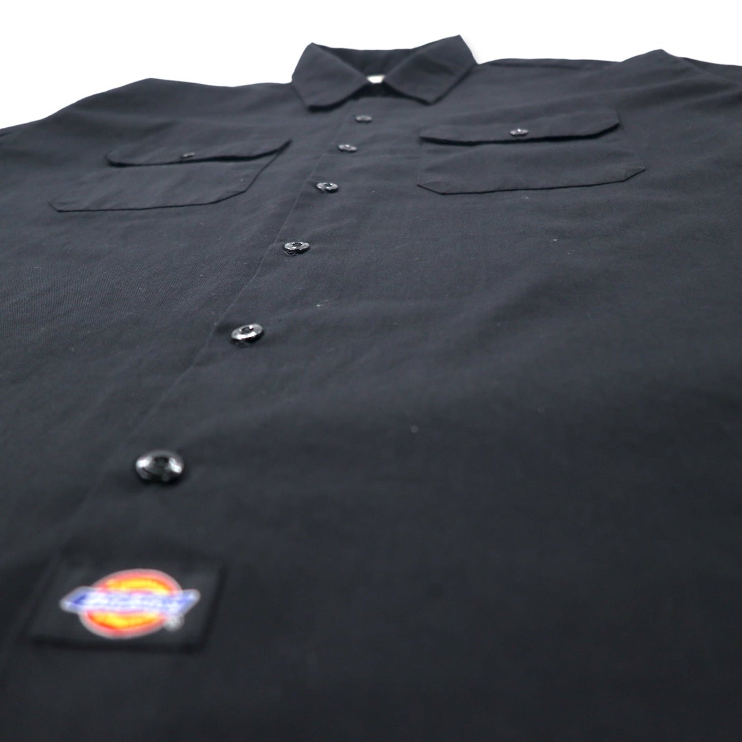 Dickies Short Sleeve Work Shirt, XL, Black, Polyester and Cotton, Oversized