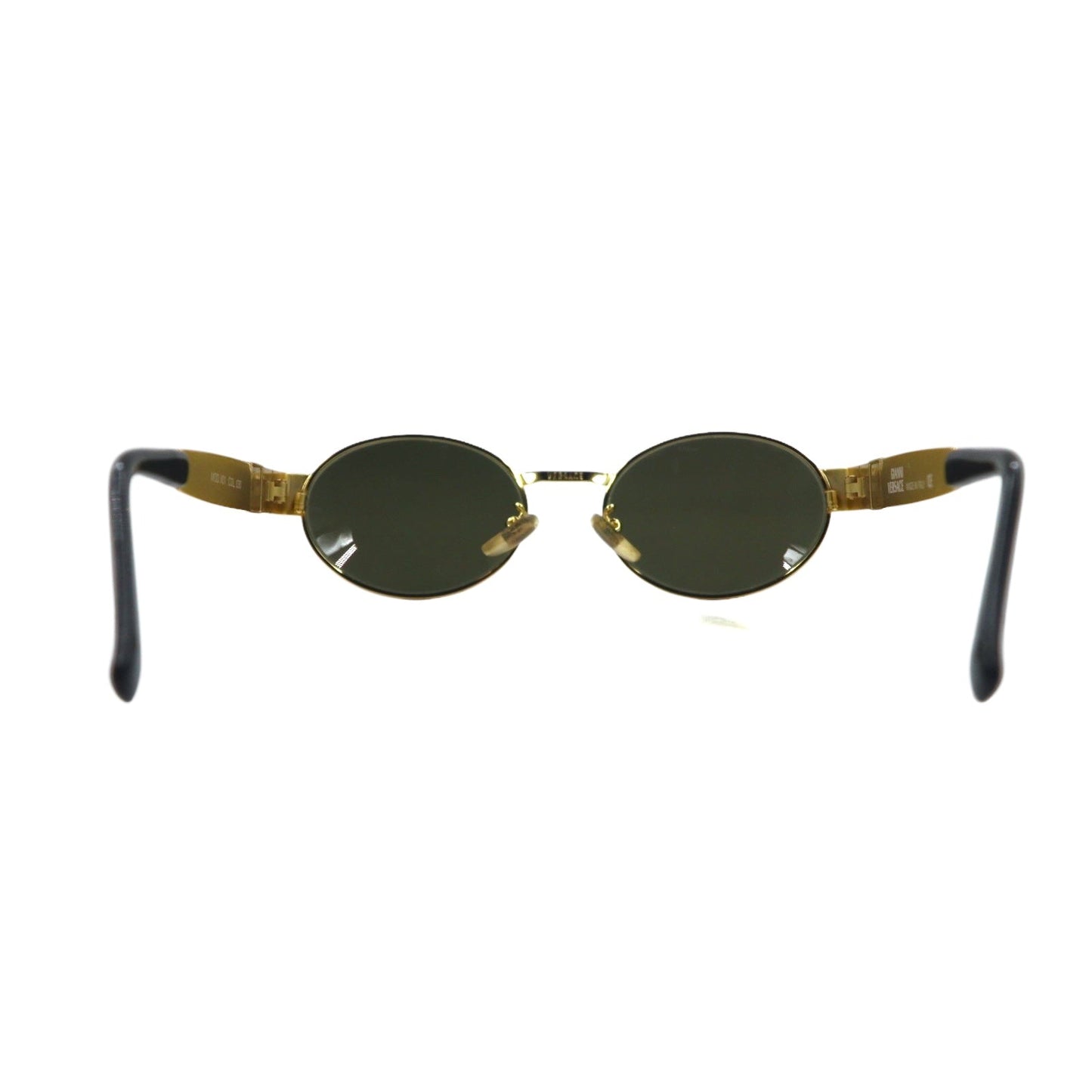 GIANNI VERSACE Vintage Italian Made Medusa Gunmetal Sunglasses, Oval, Gold, X01 58M