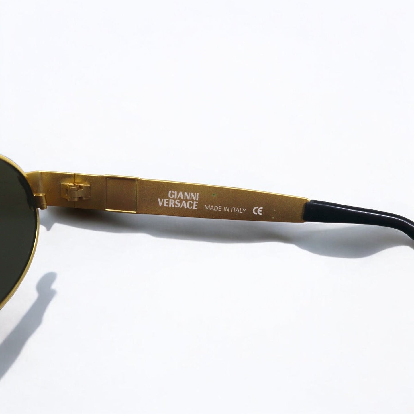 GIANNI VERSACE Vintage Italian Made Medusa Gunmetal Sunglasses, Oval, Gold, X01 58M