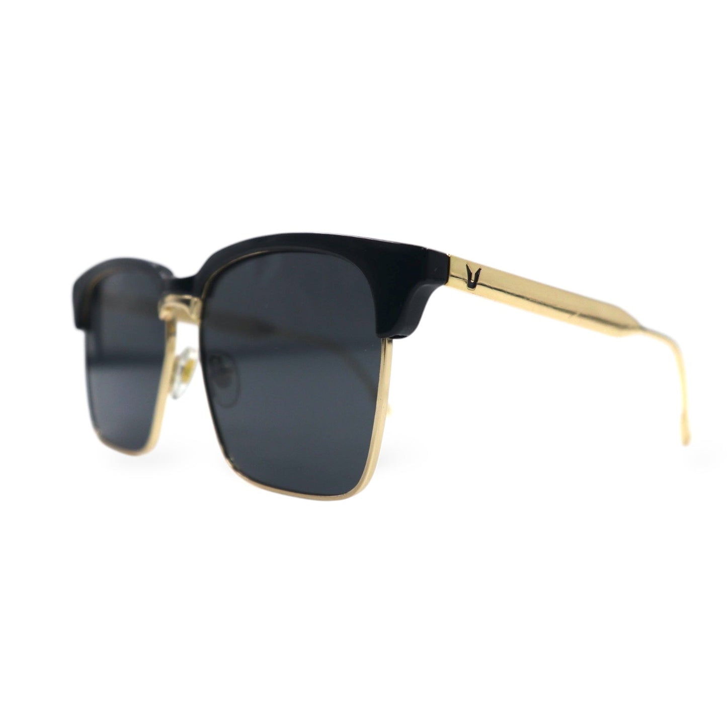 GENTLE MONSTER Half-Rim Clubmaster Square Sunglasses, Black and Gold, 2017, 55mm, 15-139