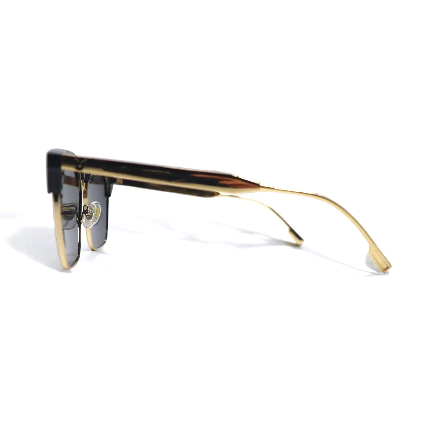 GENTLE MONSTER Half-Rim Clubmaster Square Sunglasses, Black and Gold, 2017, 55mm, 15-139