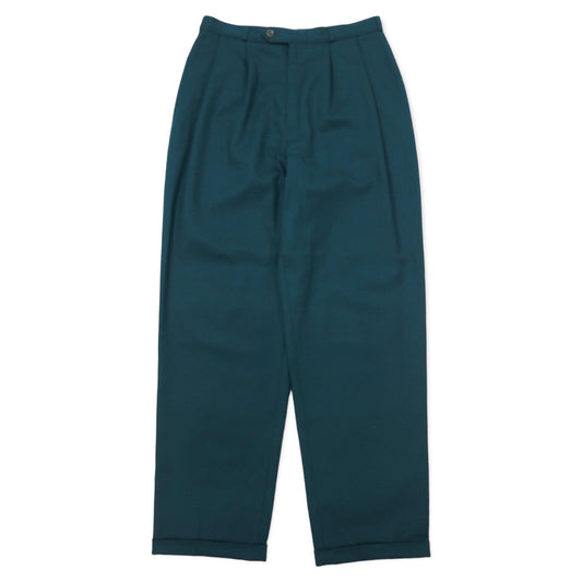 BOUTIQUE by Elegance SA Paris, West German-made 1980s, 2-pleat wide-leg slacks, size 40, green wool, Euro-vintage.