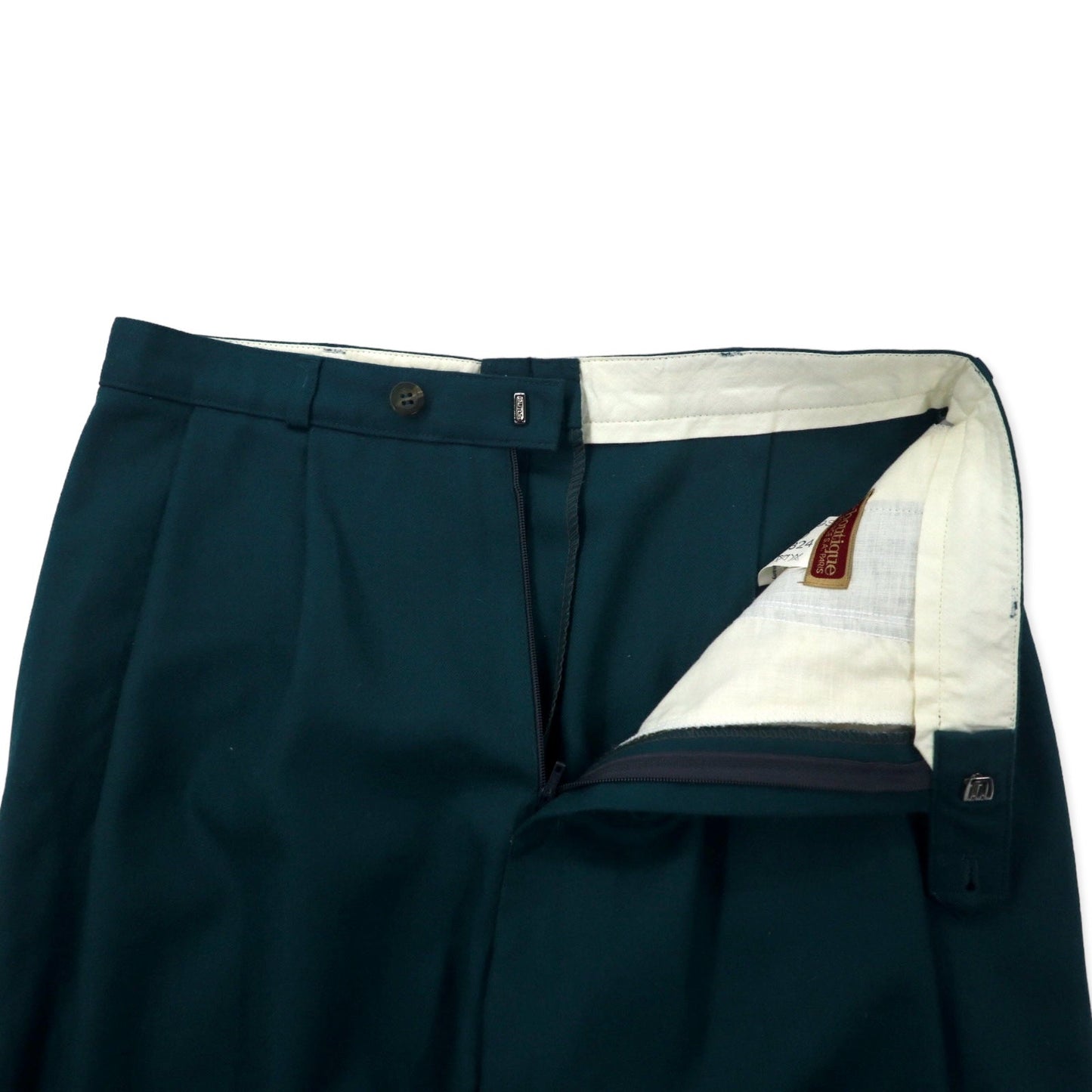 BOUTIQUE by Elegance S.A. Paris 西ドイツ製 80年代 2タック ワイド スラックスパンツ 40 グリーン ウール ユーロヴィンテージ