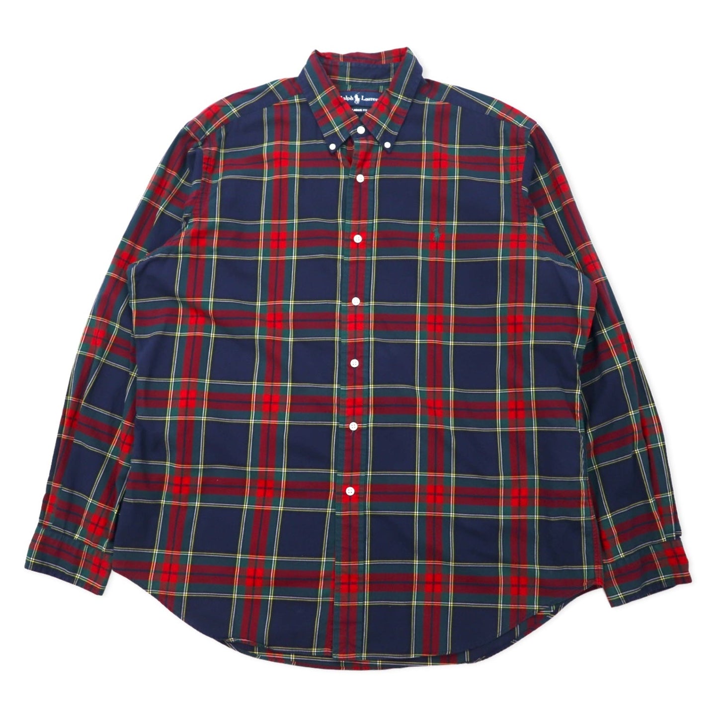 Ralph Lauren 90s Classic Fit Button-Down Shirt, Size XL, Red and Navy Check Cotton with Small Pony Embroidery