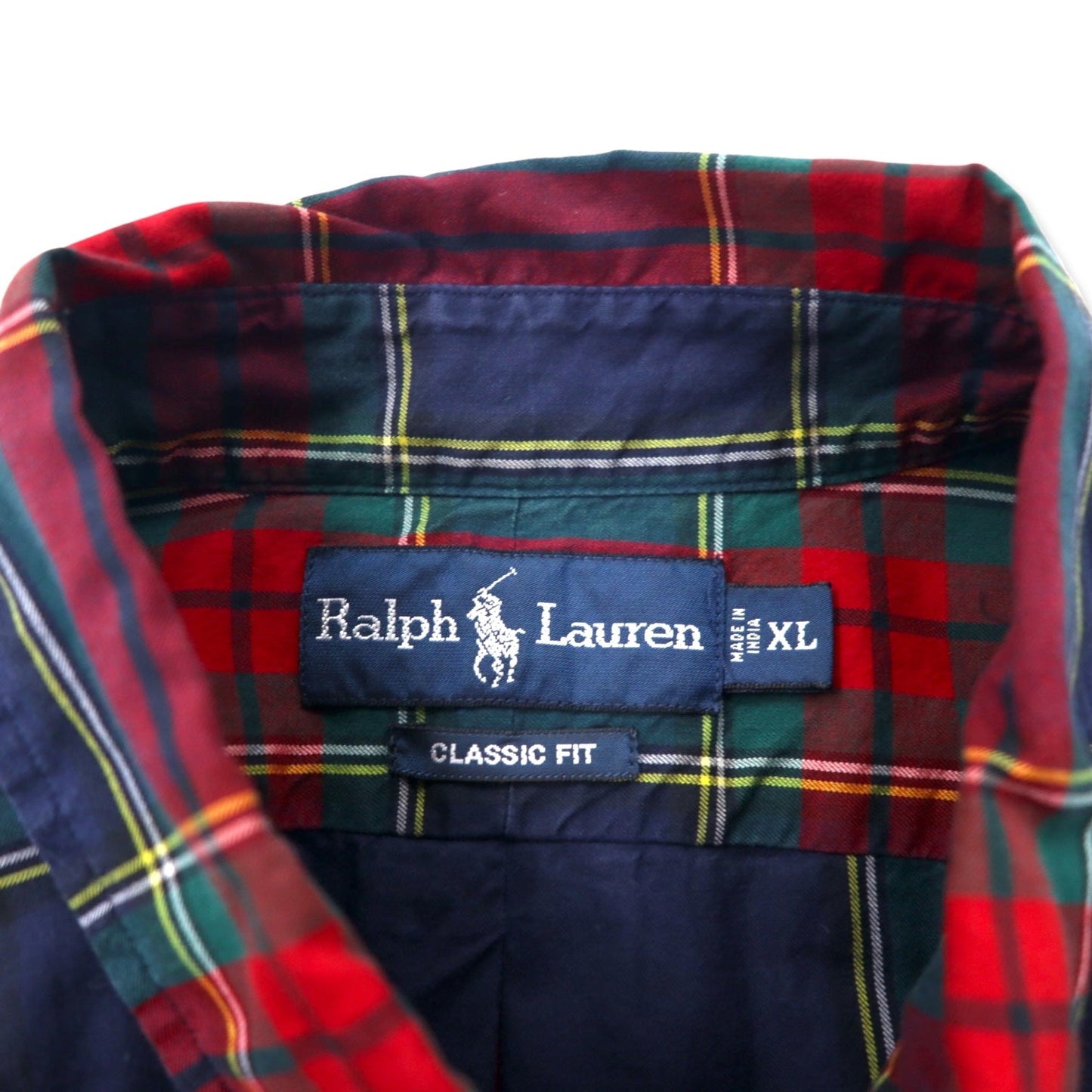 Ralph Lauren 90s Classic Fit Button-Down Shirt, Size XL, Red and Navy Check Cotton with Small Pony Embroidery