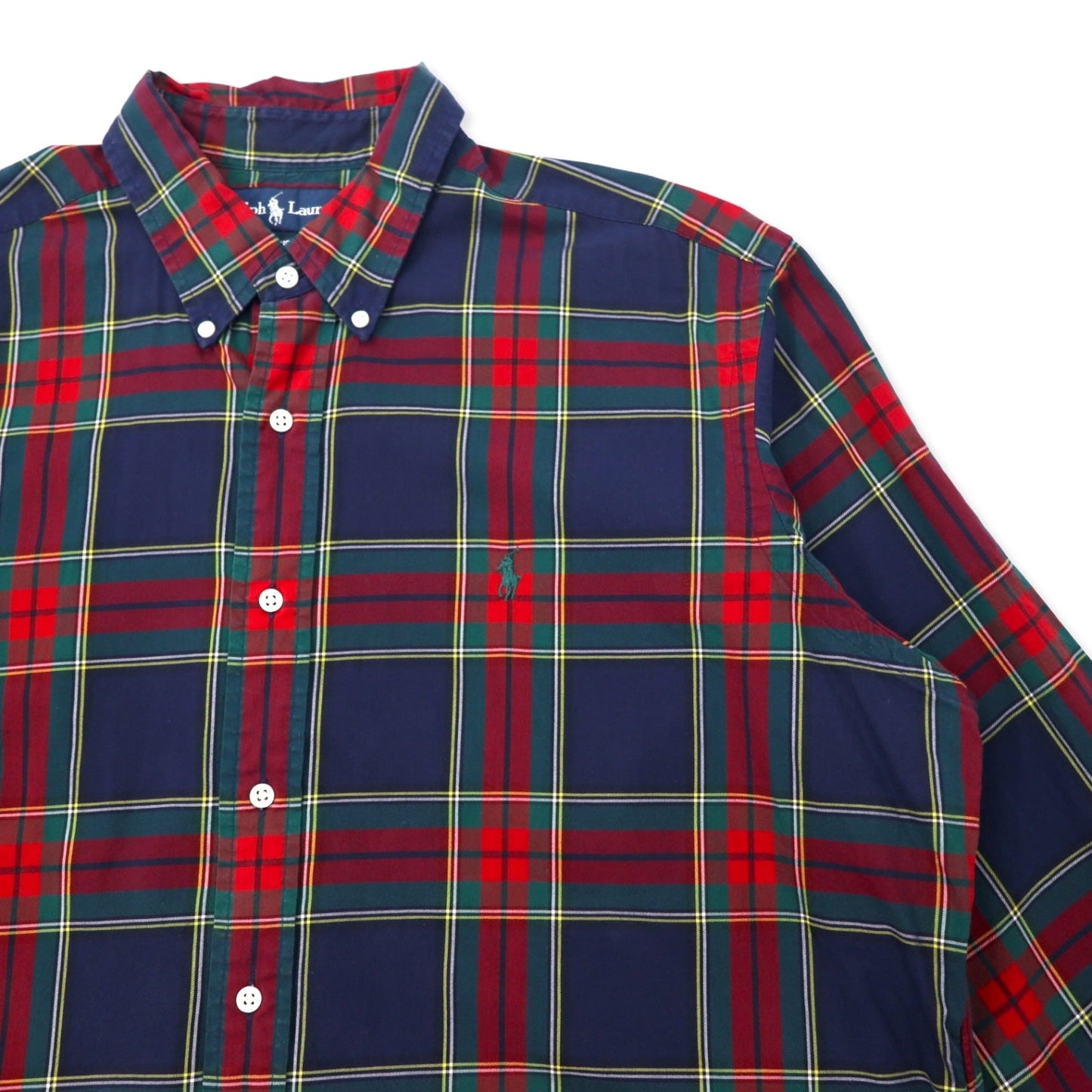 Ralph Lauren 90s Classic Fit Button-Down Shirt, Size XL, Red and Navy Check Cotton with Small Pony Embroidery