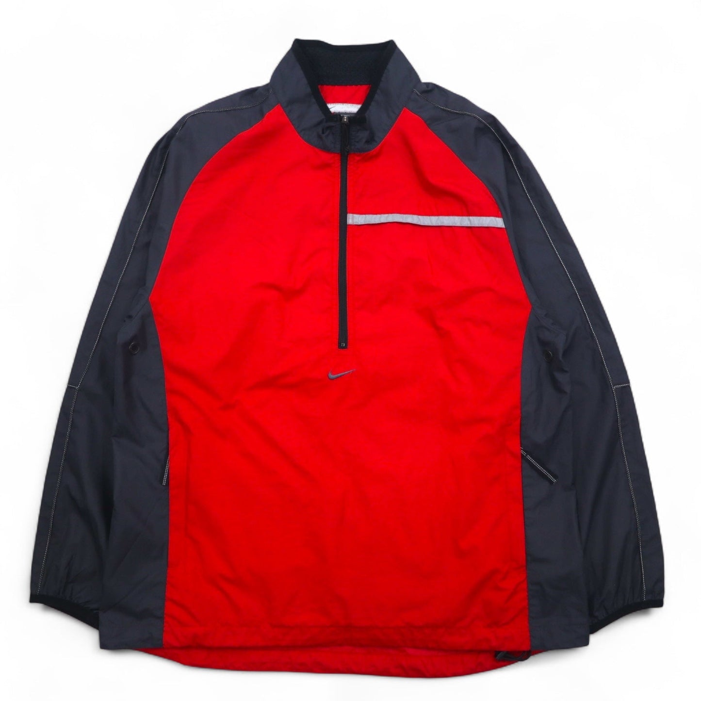NIKE 00年代 ハーフジップ ナイロンジャケット ジャージ L レッド ポリエステル ドローコード