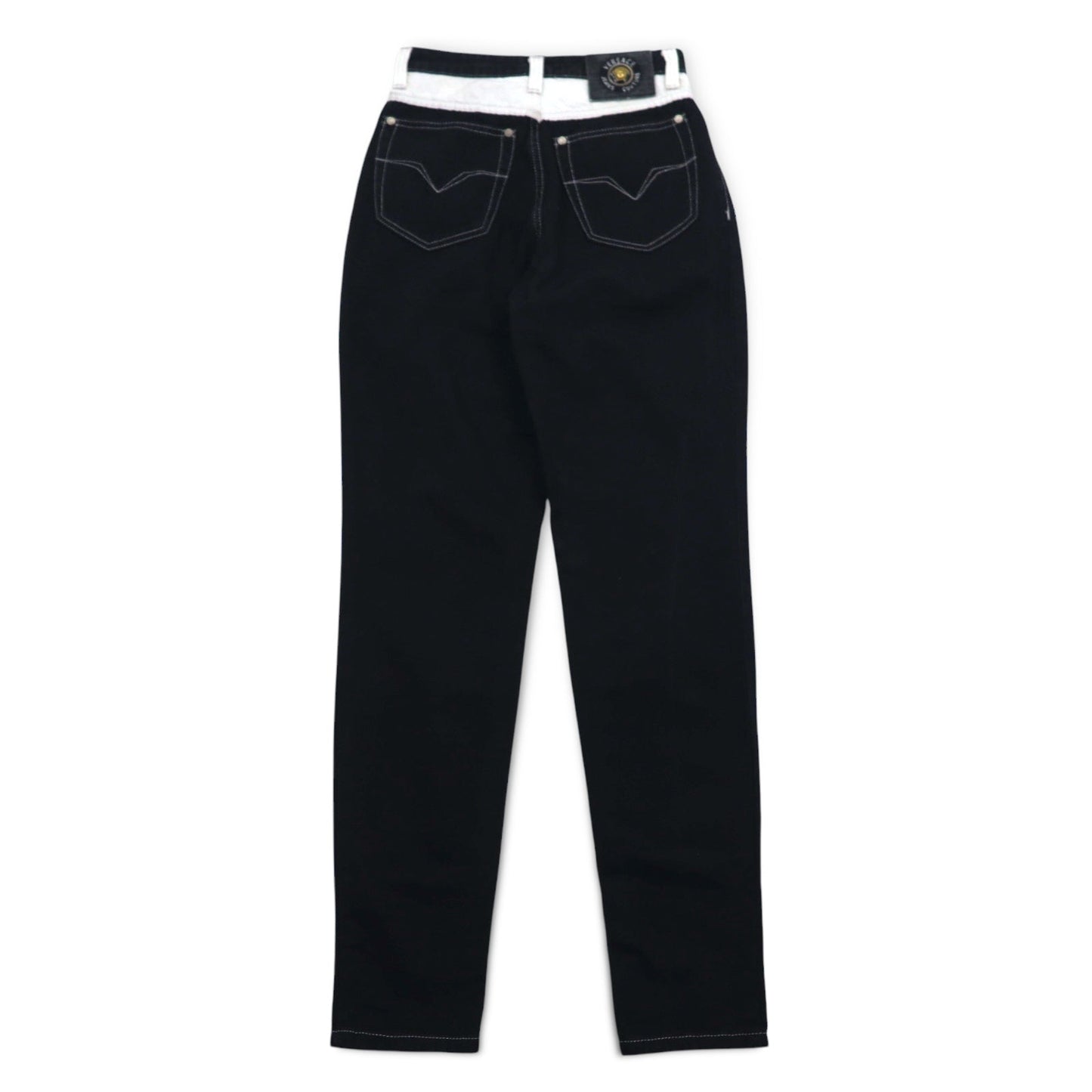 VERSACE JEANS COUTURE イタリア製 ハイウエスト テーパード デニムパンツ M ブラック メデューサ ジッパーフライ
